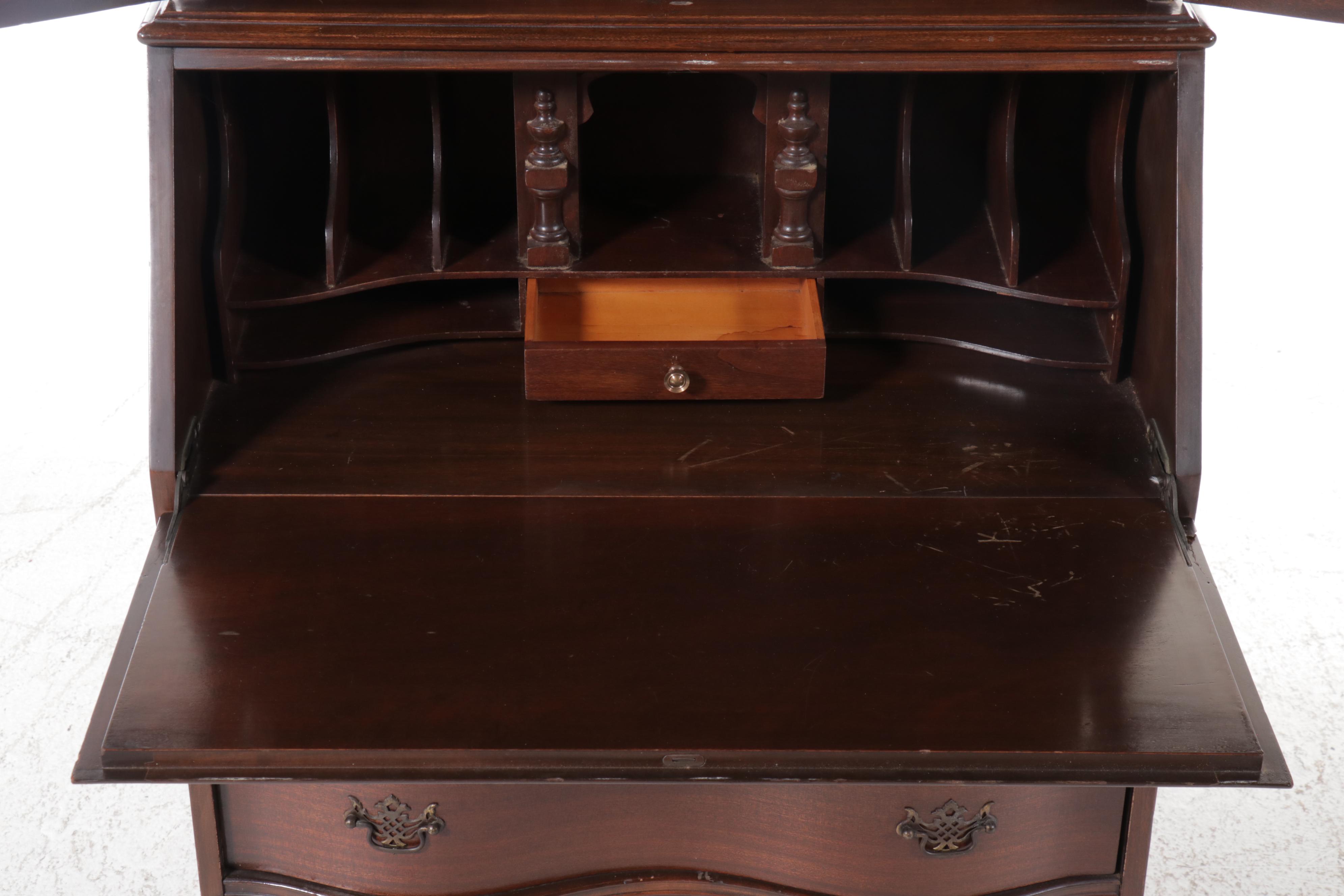Chippendale Style Mahogany Secretary Desk, Mid-20th Century