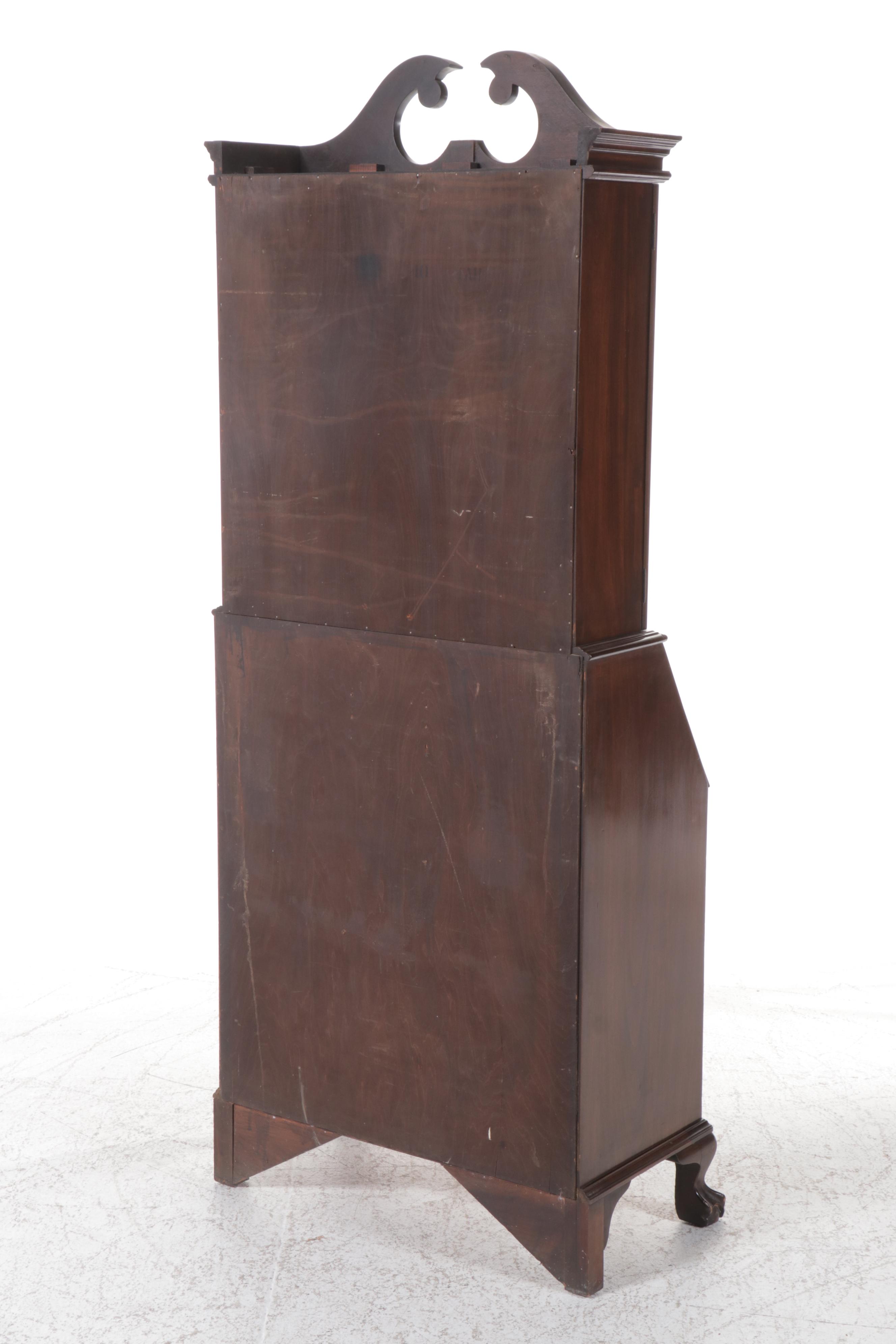 Chippendale Style Mahogany Secretary Desk, Mid-20th Century