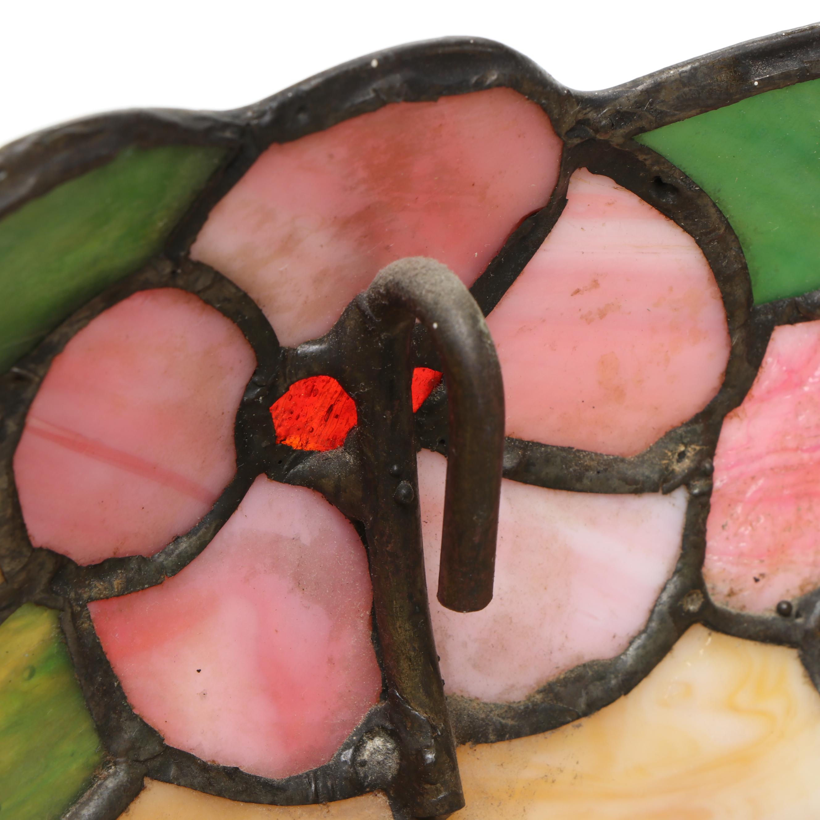 Art Nouveau Style Pink Floral Slag Glass Plaffonier Pendant