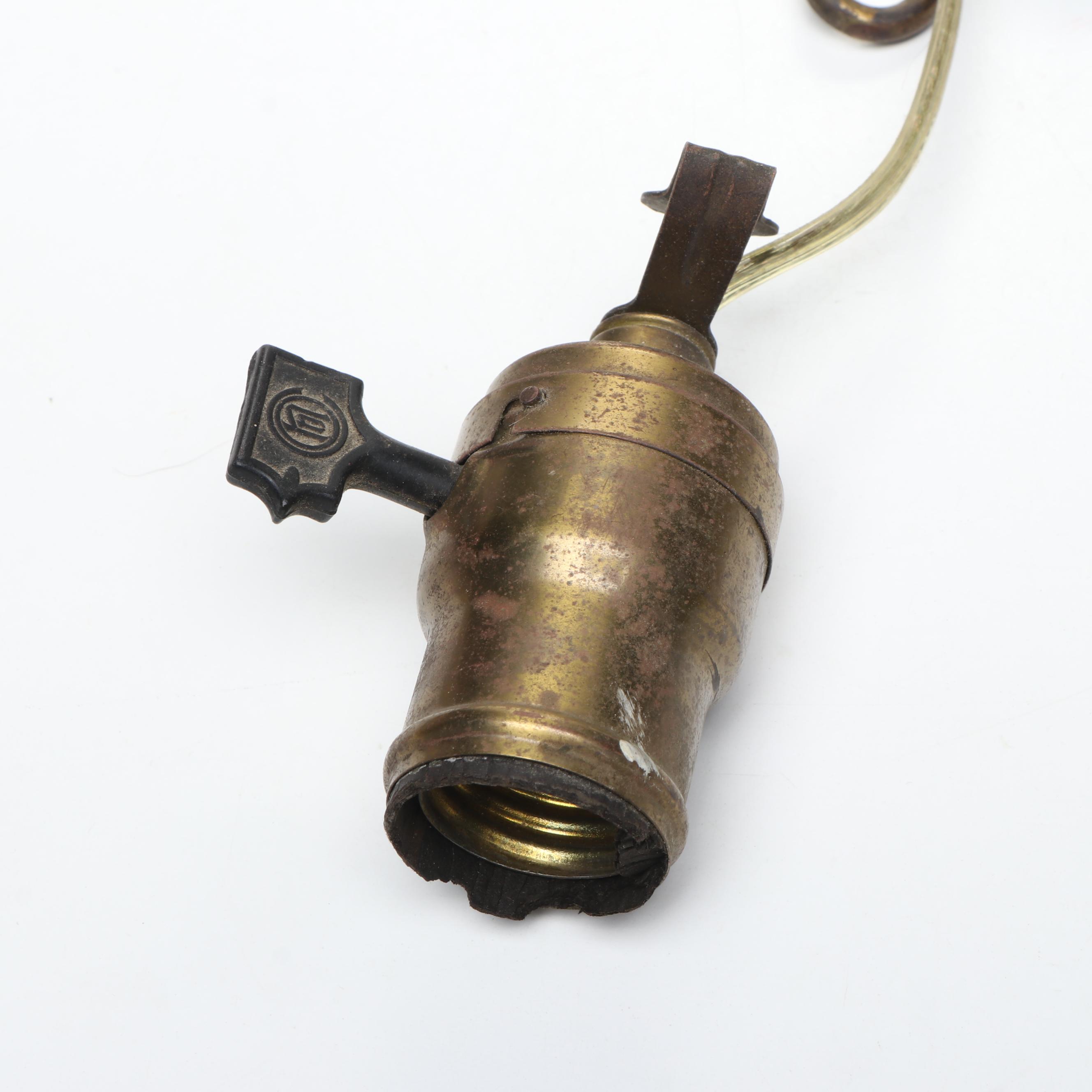 Art Nouveau Style Pink Floral Slag Glass Plaffonier Pendant