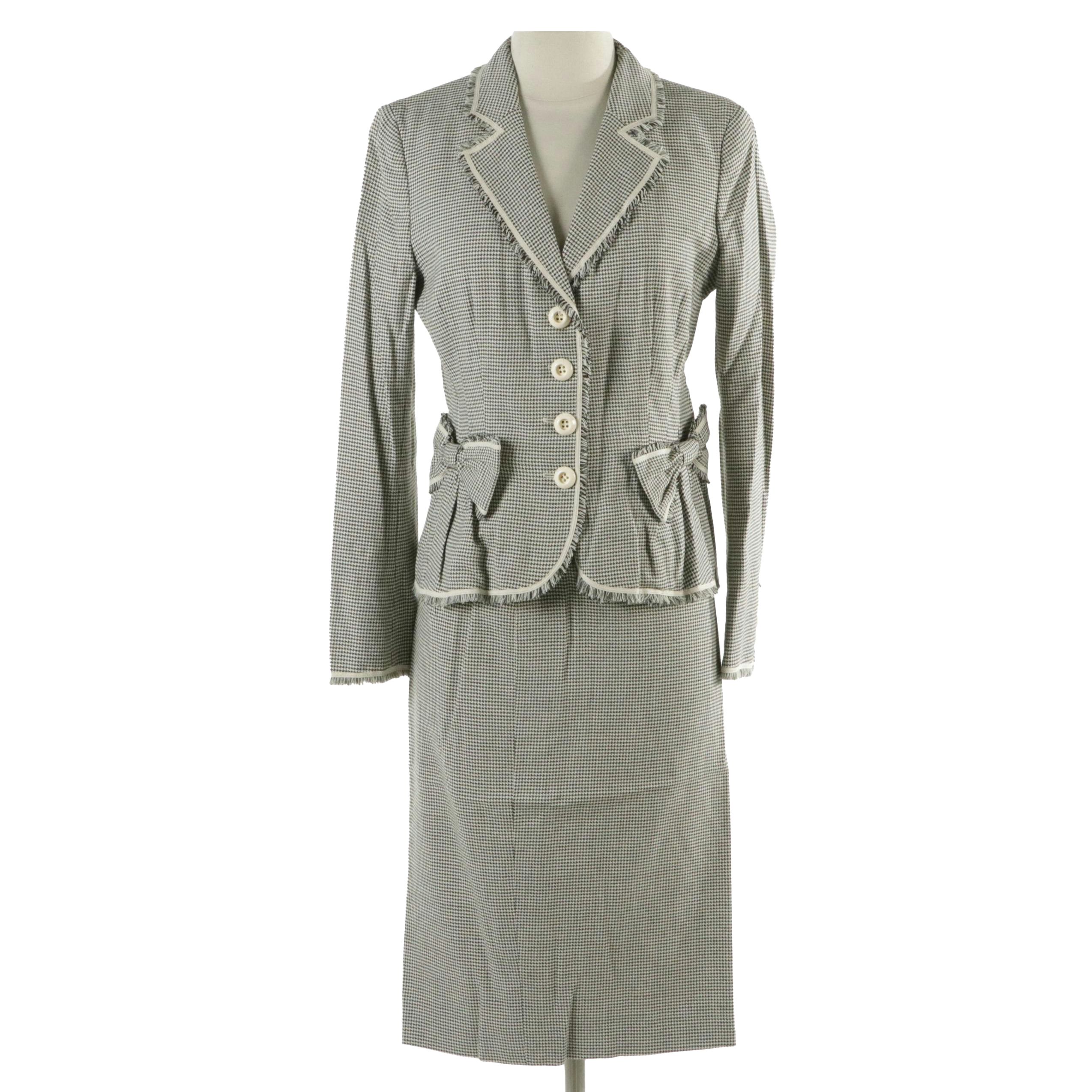 Moschino Houndstooth Wool Two-Piece Skirt Set