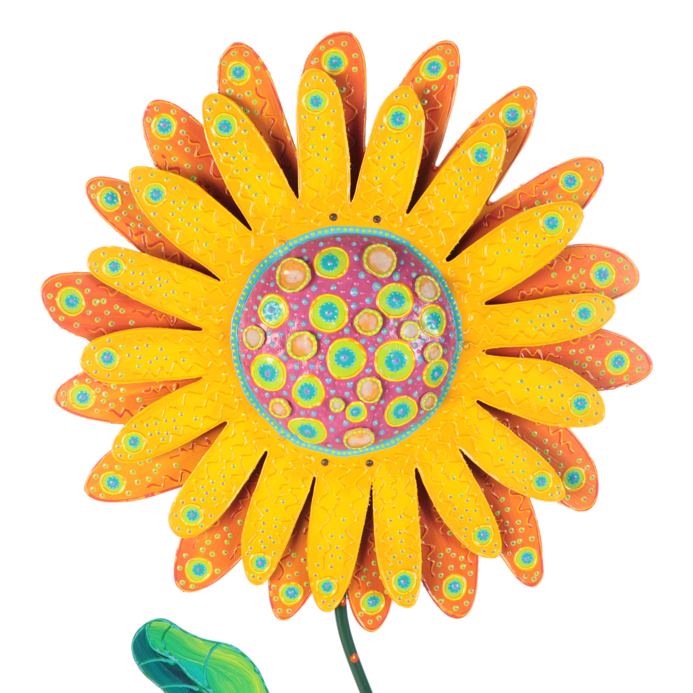 Sunflower Garden Sculpture with Mosaic Stone Base