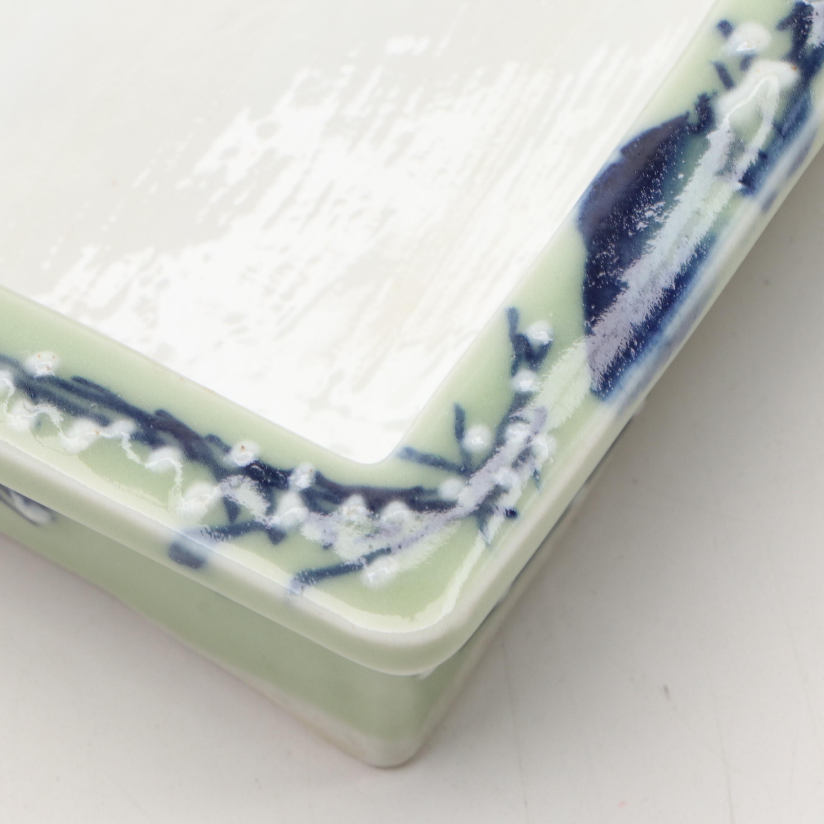 Japanese Porcelain Blue on Celadon Bonsai Pot, Early 20th Century