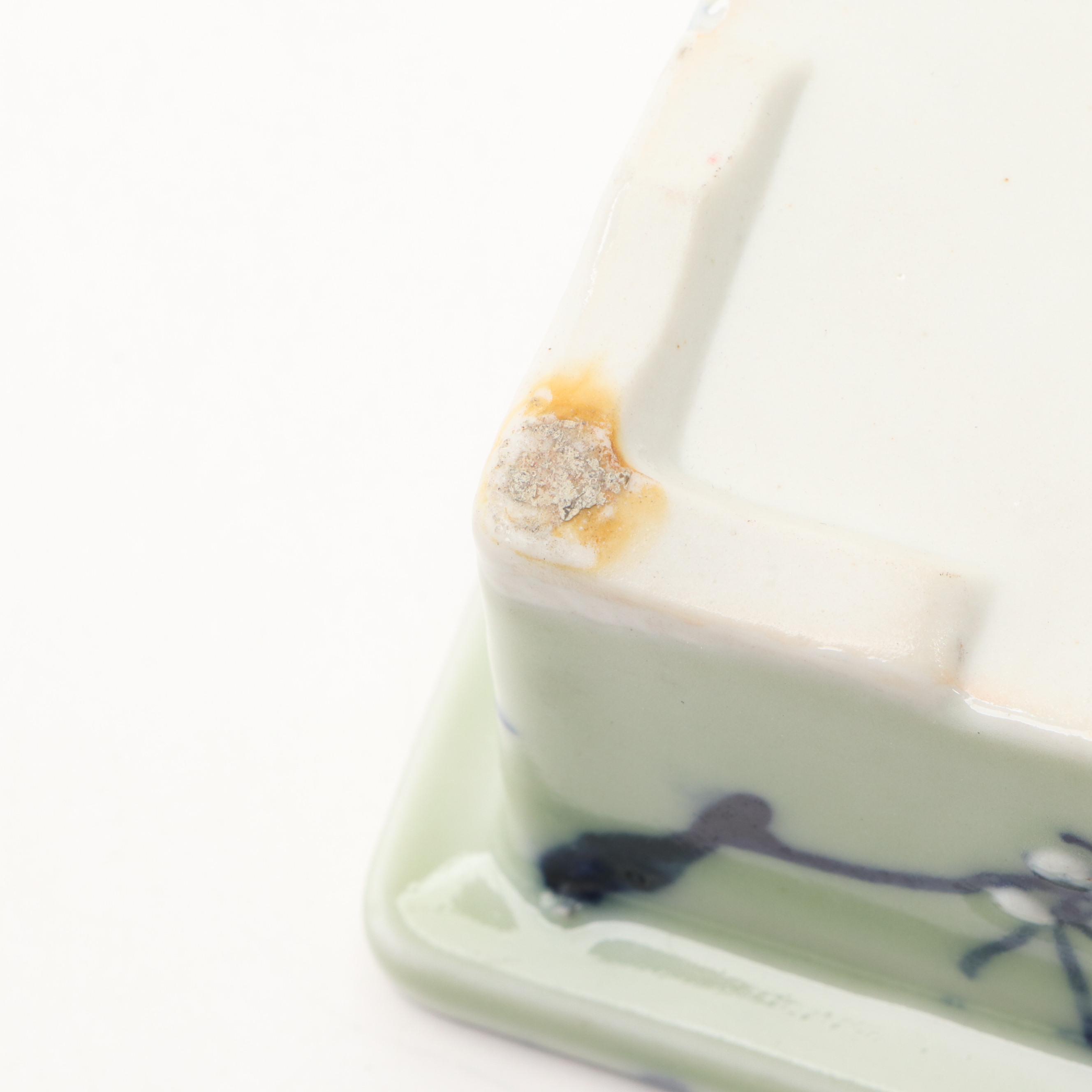 Japanese Porcelain Blue on Celadon Bonsai Pot, Early 20th Century