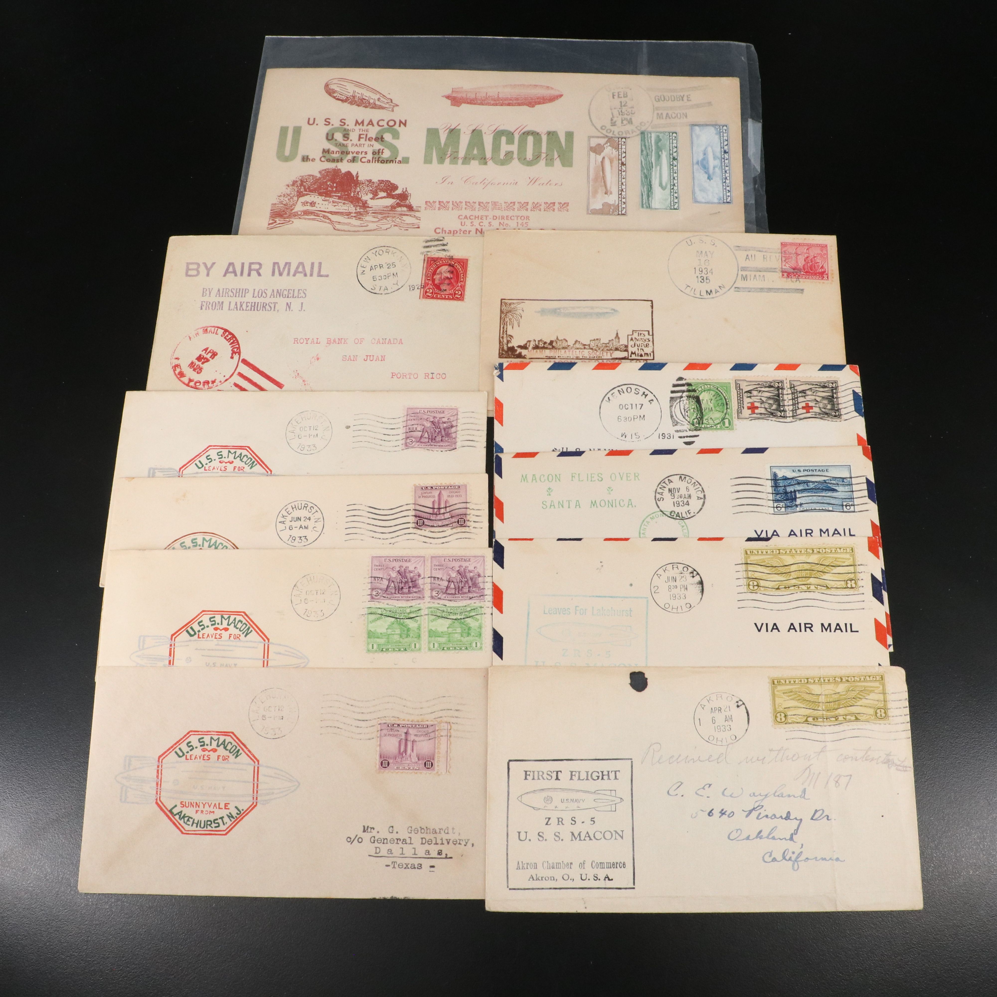 Collection of U.S. and World Stamps and U.S.S. Macon Covers