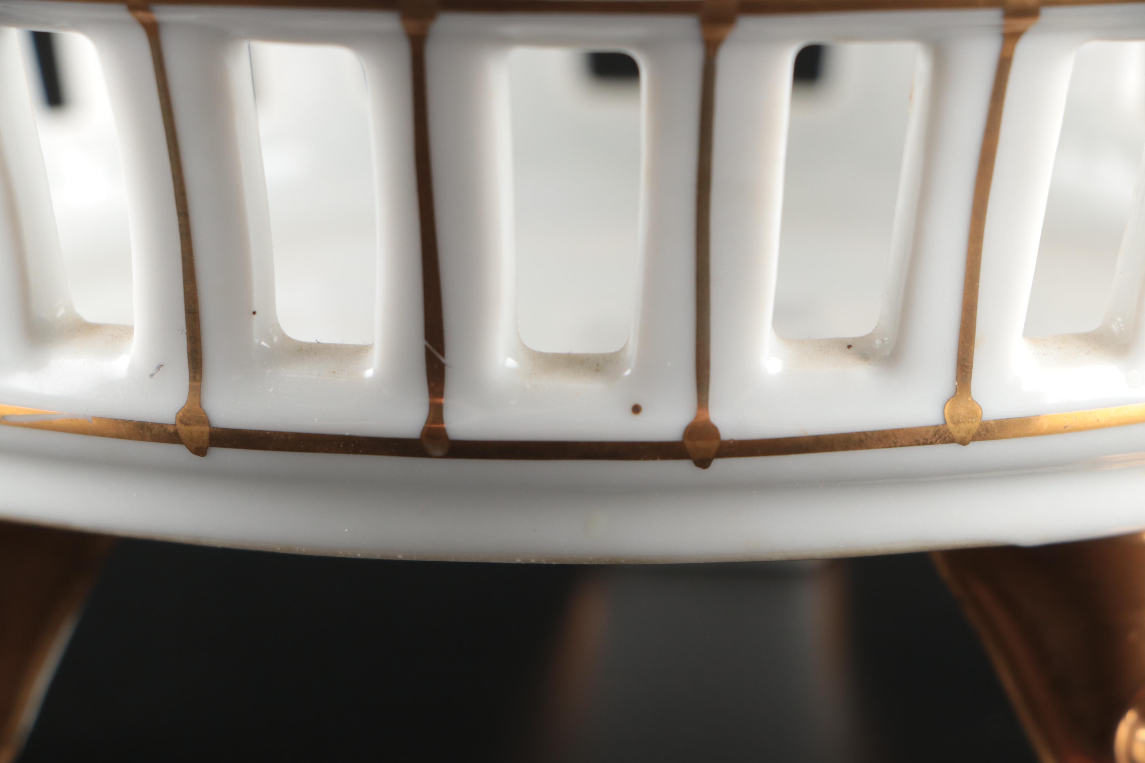 Neoclassical Style Gilt Accented Reticulated Porcelain Bowl