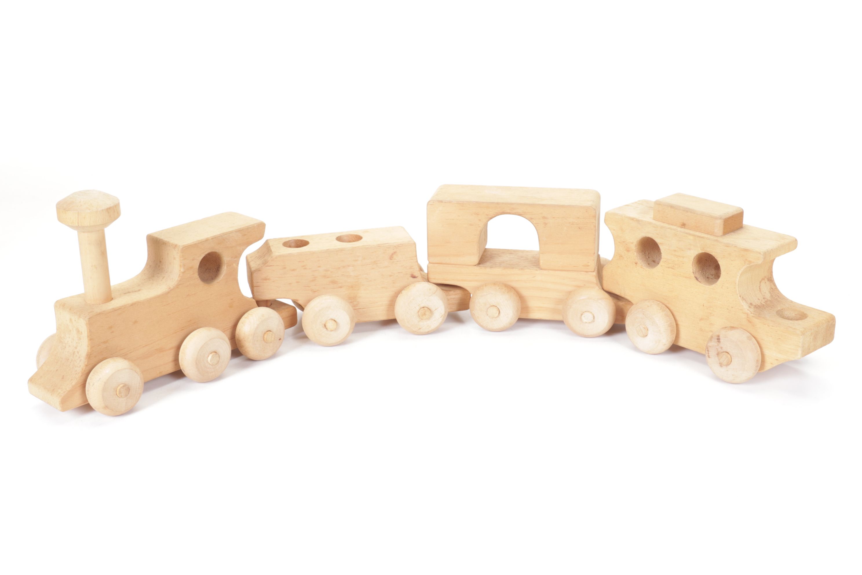 Wood Toy Train, Toy Wagon, and Massagers