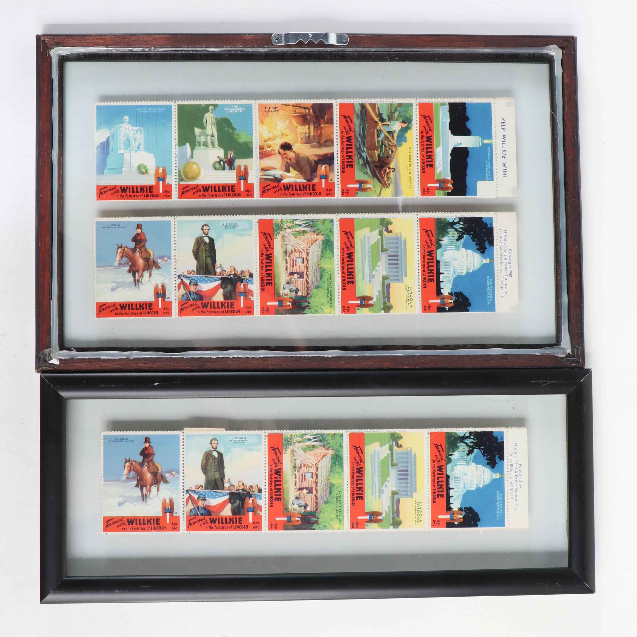 Wendell Willkie Campaign "In the Footsteps of Lincoln" Cinderella Stamps