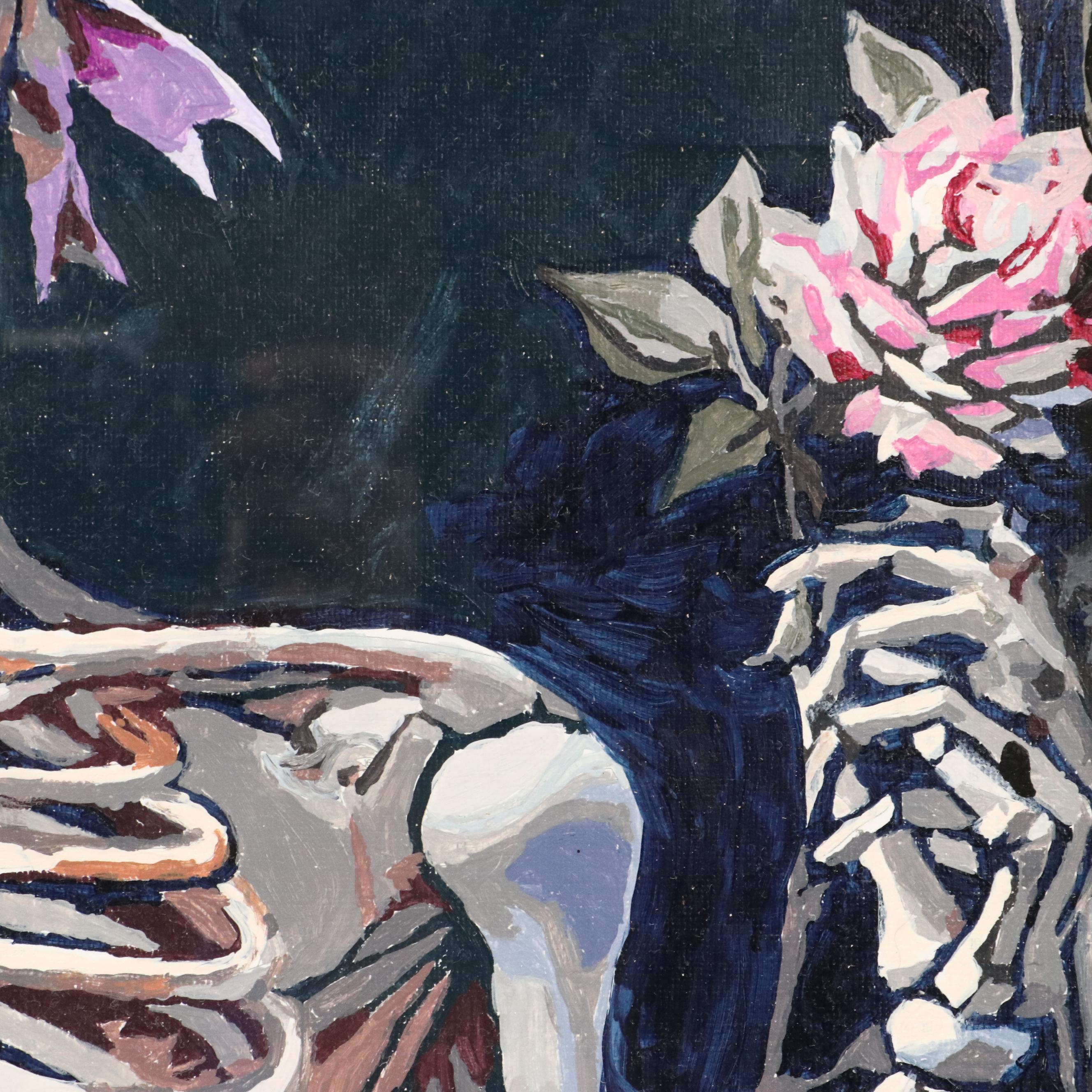 Brittony Martin Acrylic Painting "Lady Skeleton With Flowers," 2025