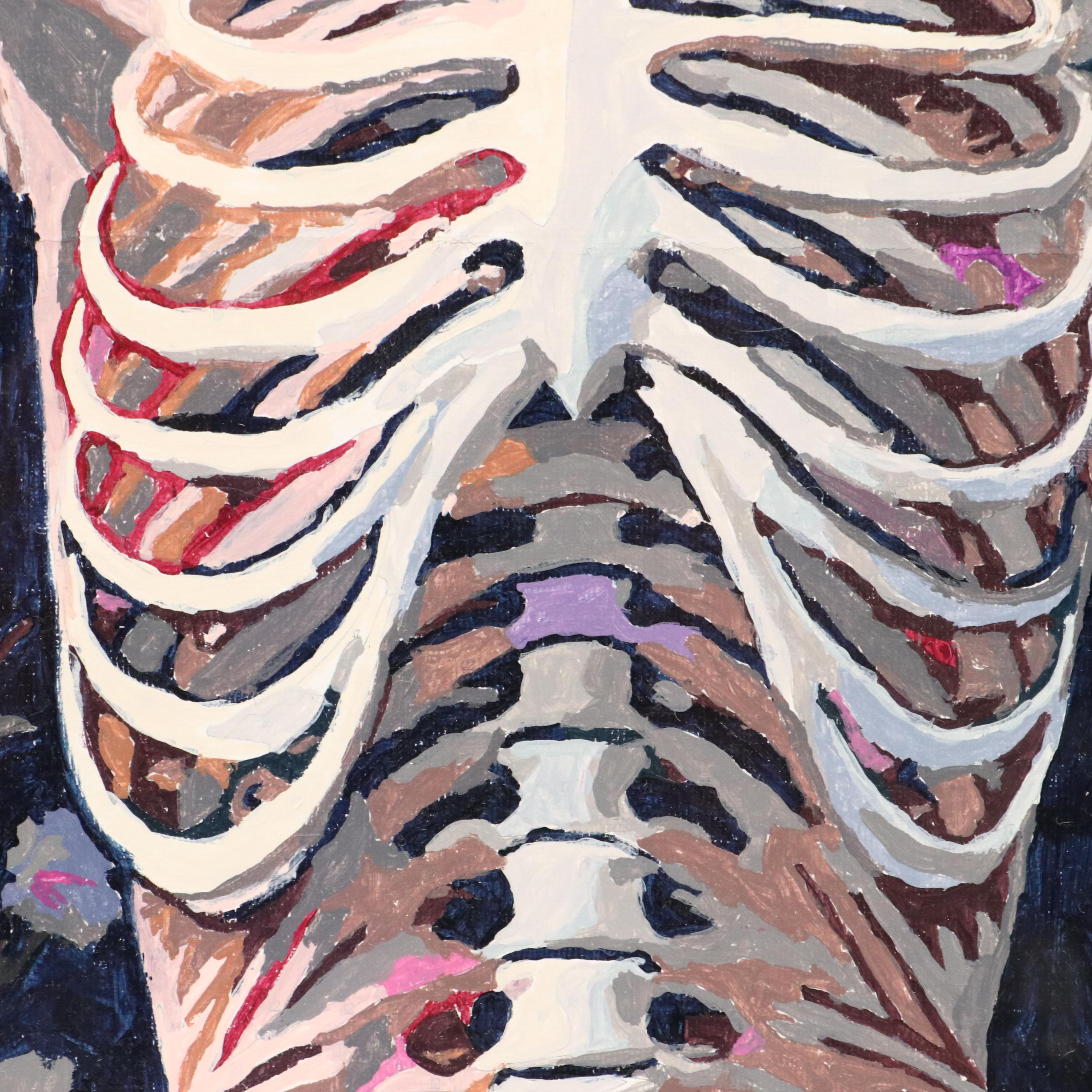 Brittony Martin Acrylic Painting "Lady Skeleton With Flowers," 2025