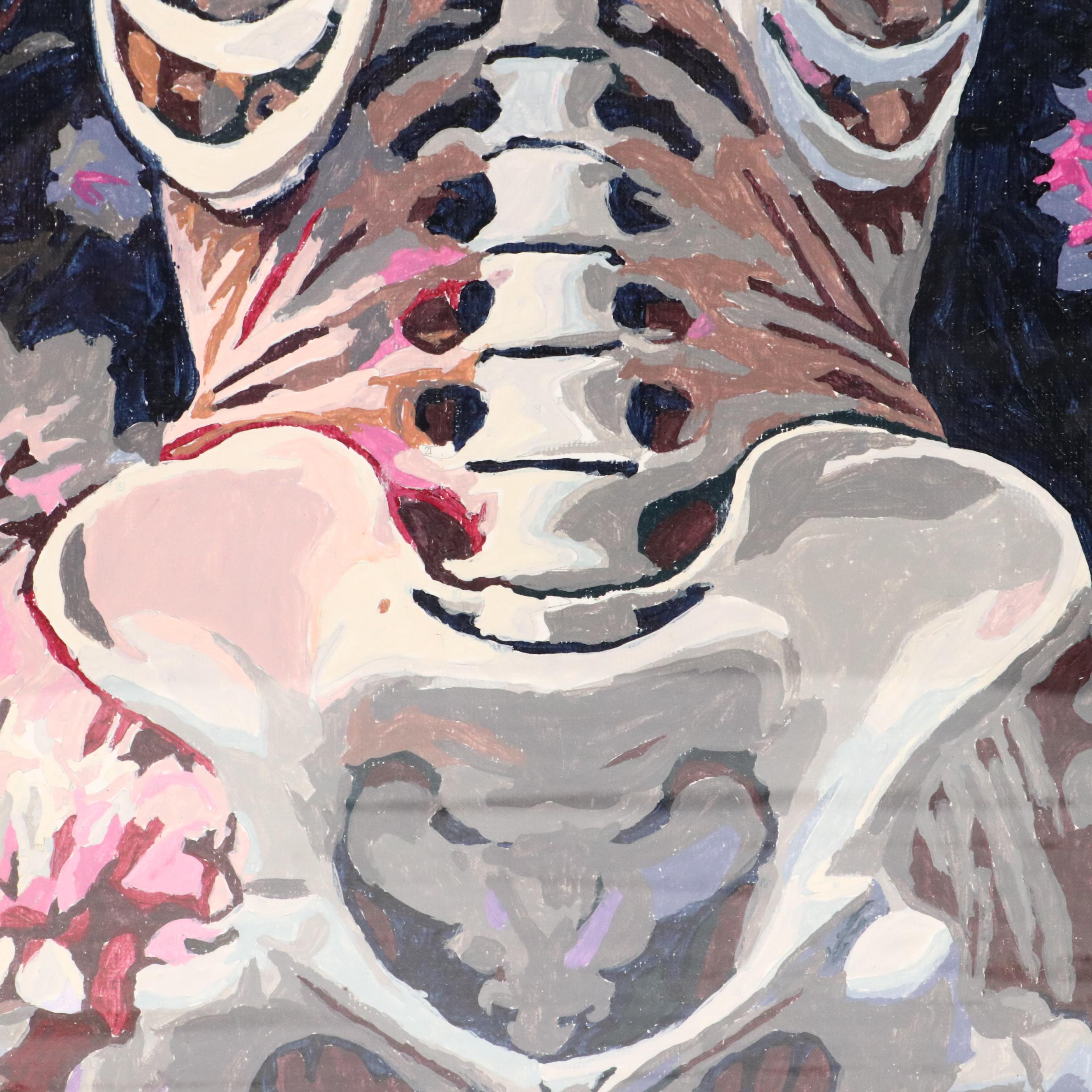 Brittony Martin Acrylic Painting "Lady Skeleton With Flowers," 2025