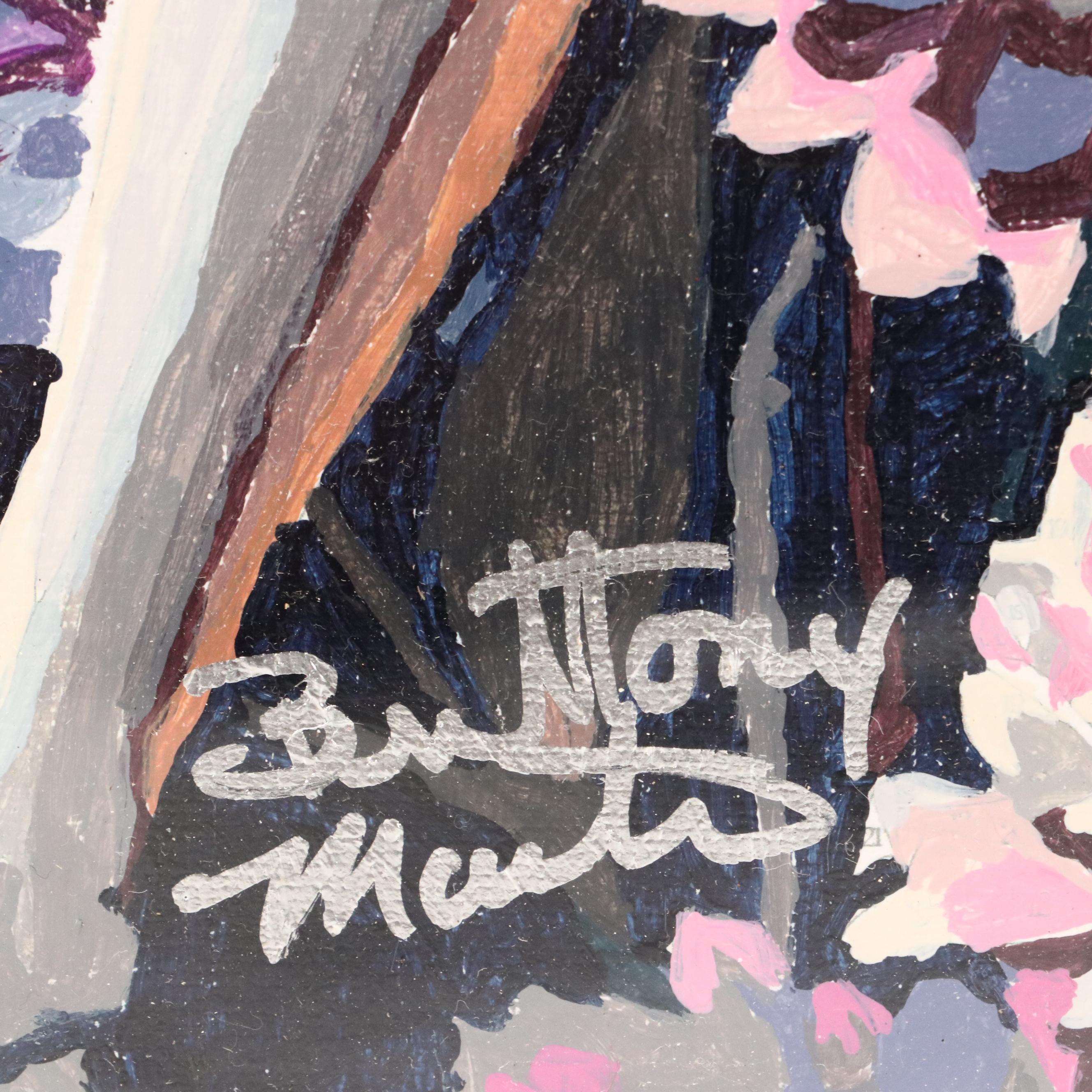 Brittony Martin Acrylic Painting "Lady Skeleton With Flowers," 2025