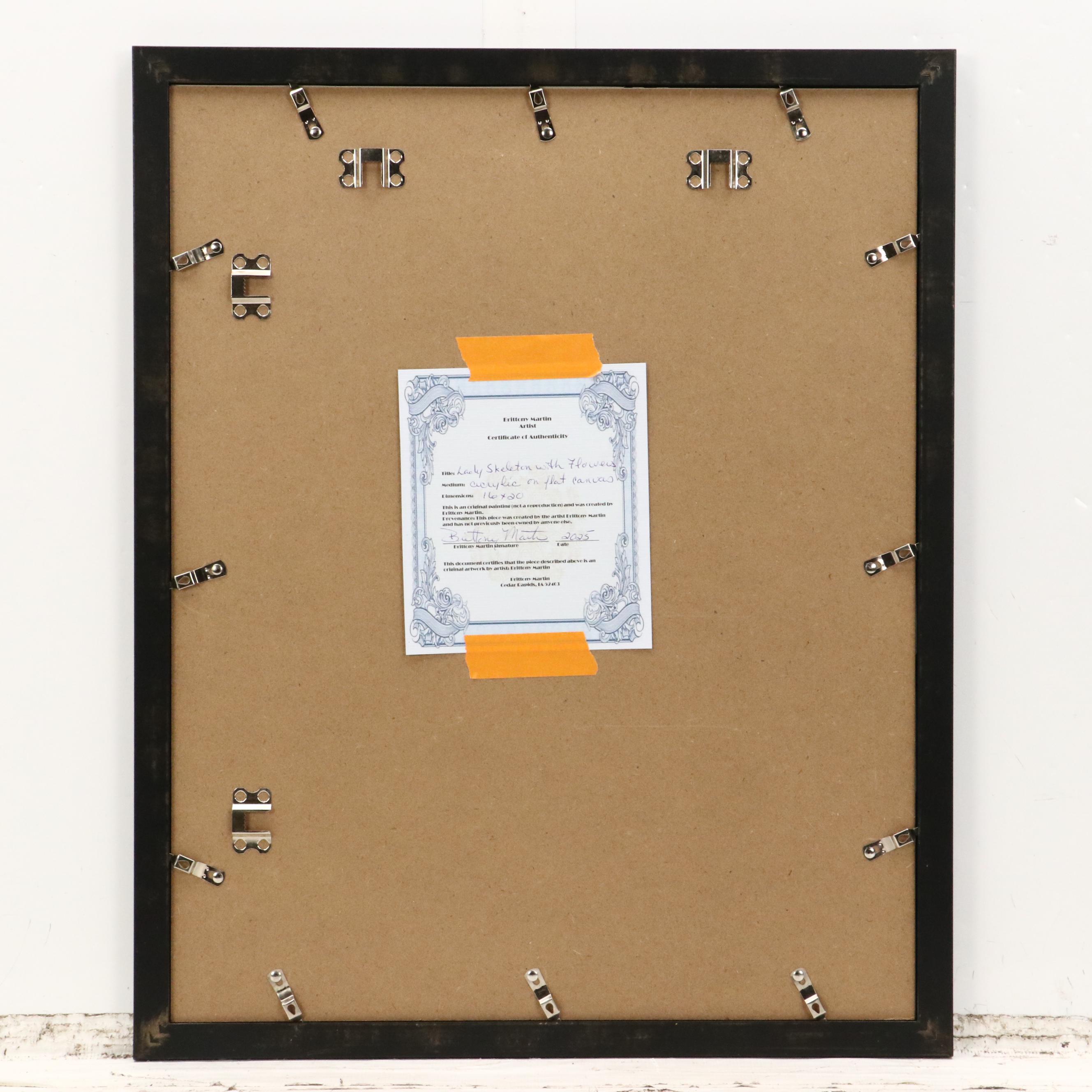 Brittony Martin Acrylic Painting "Lady Skeleton With Flowers," 2025