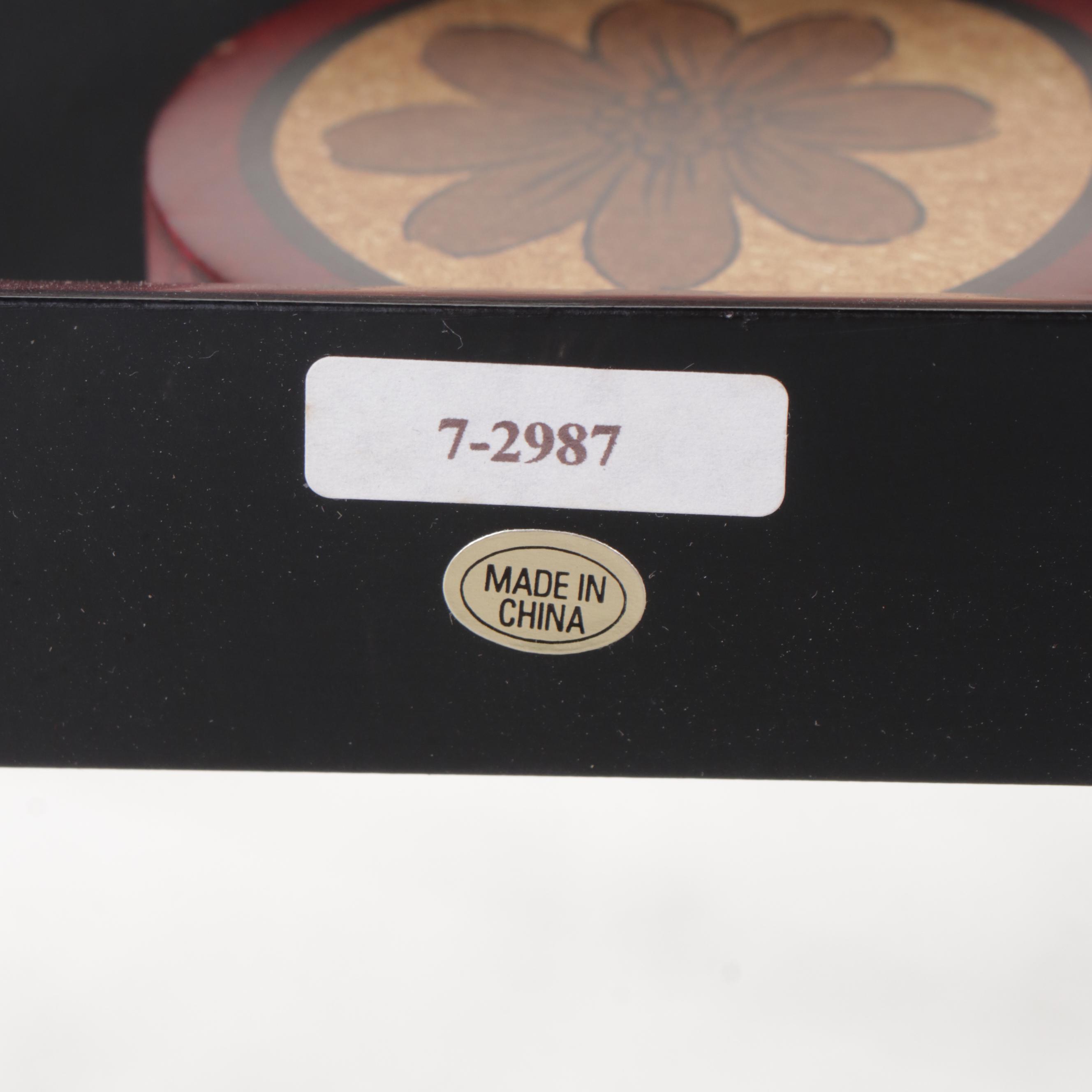 Neoclassical Style Red-Painted Cocktail Table with Verre Eglomise Top