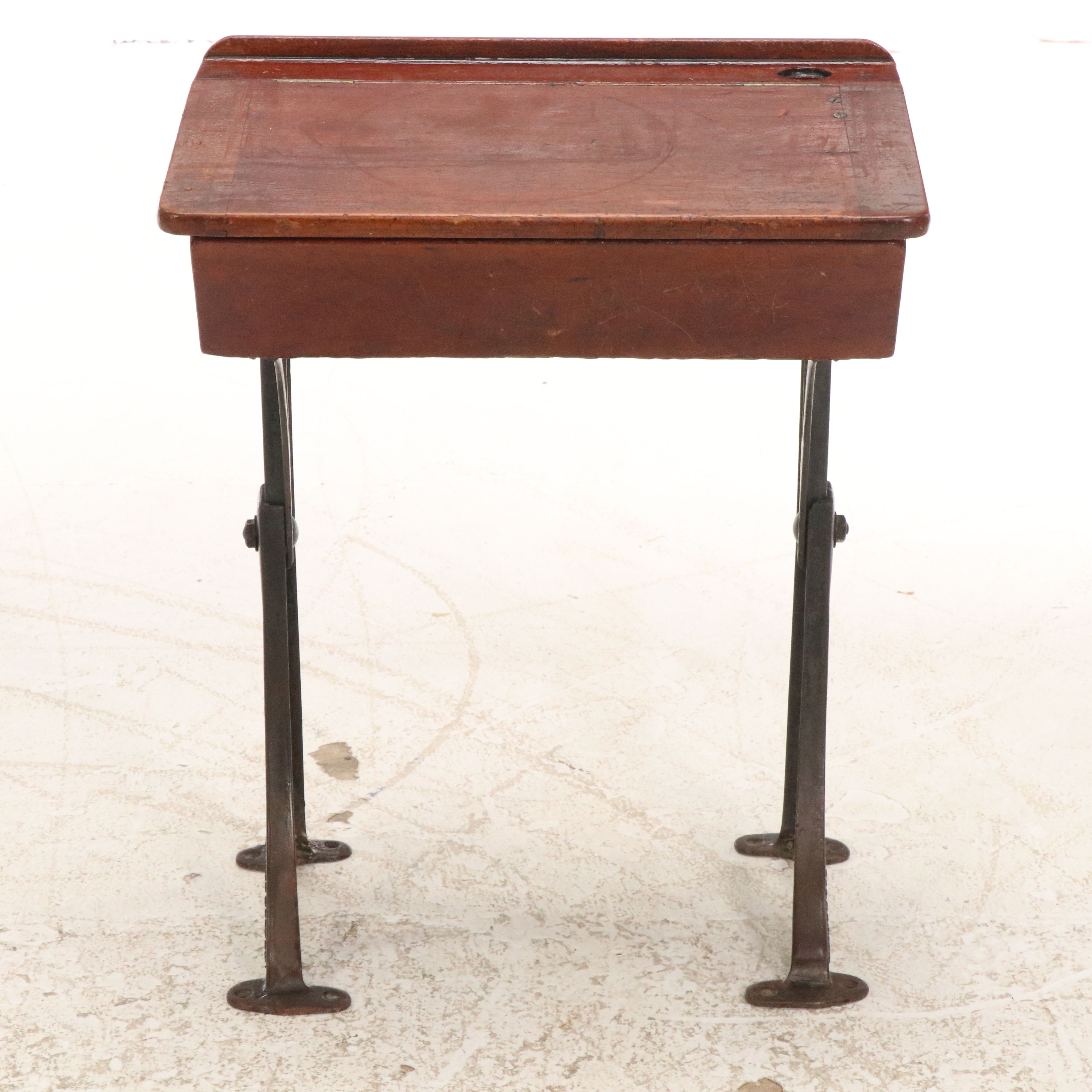 Kenney Bros & Wolkins Wood and Cast Iron Student Desk and Chair