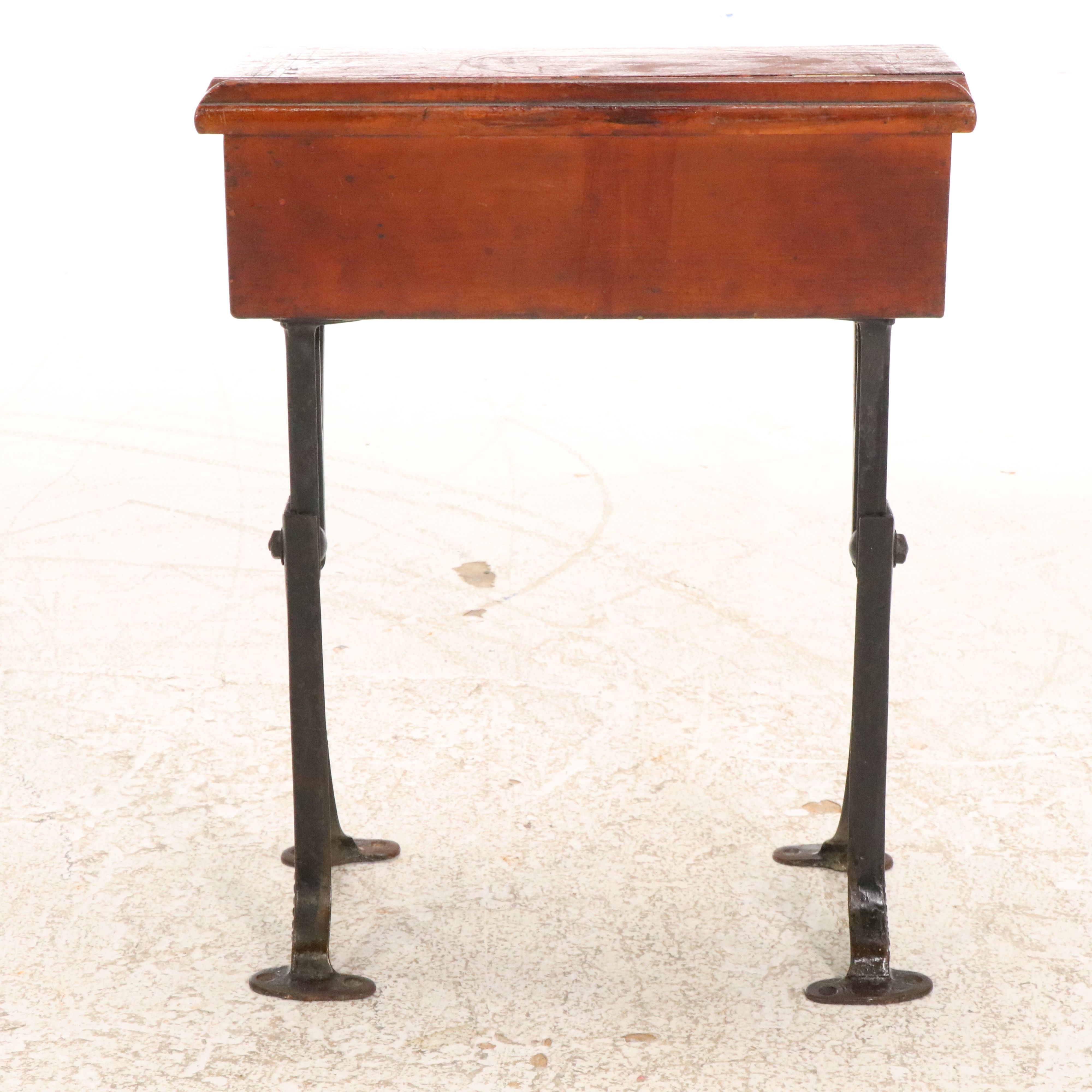Kenney Bros & Wolkins Wood and Cast Iron Student Desk and Chair