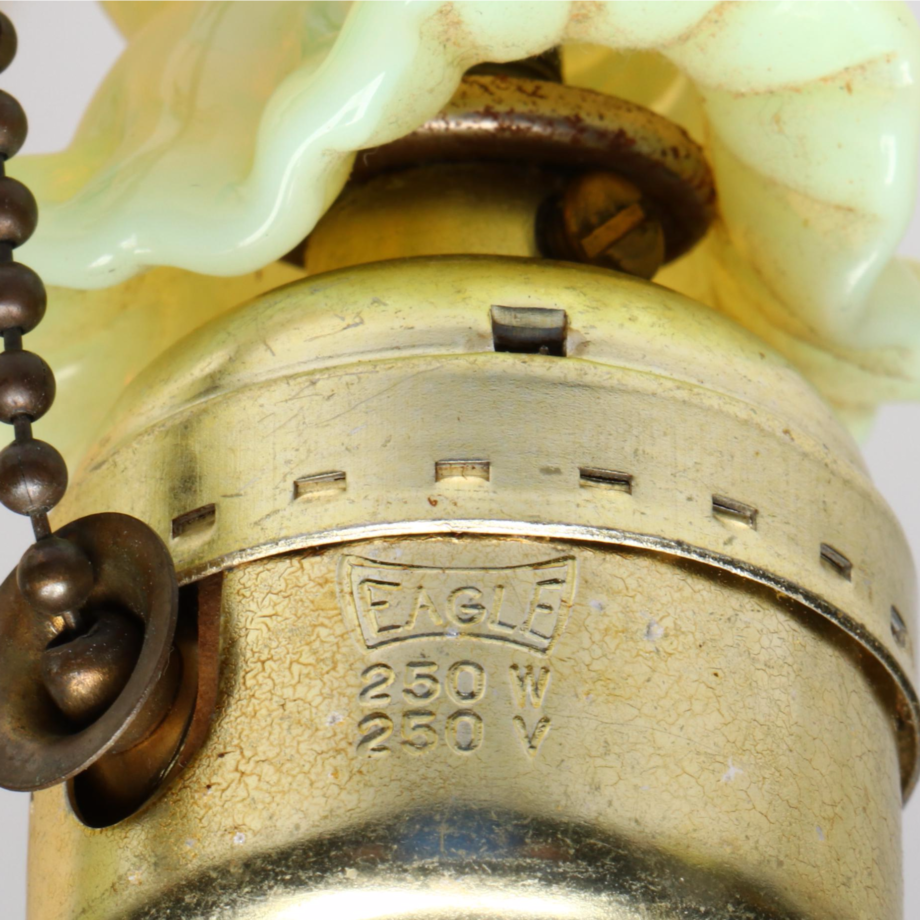 Hobnail Vaseline Opalescent Glass Oil Lamp and Table Lamp