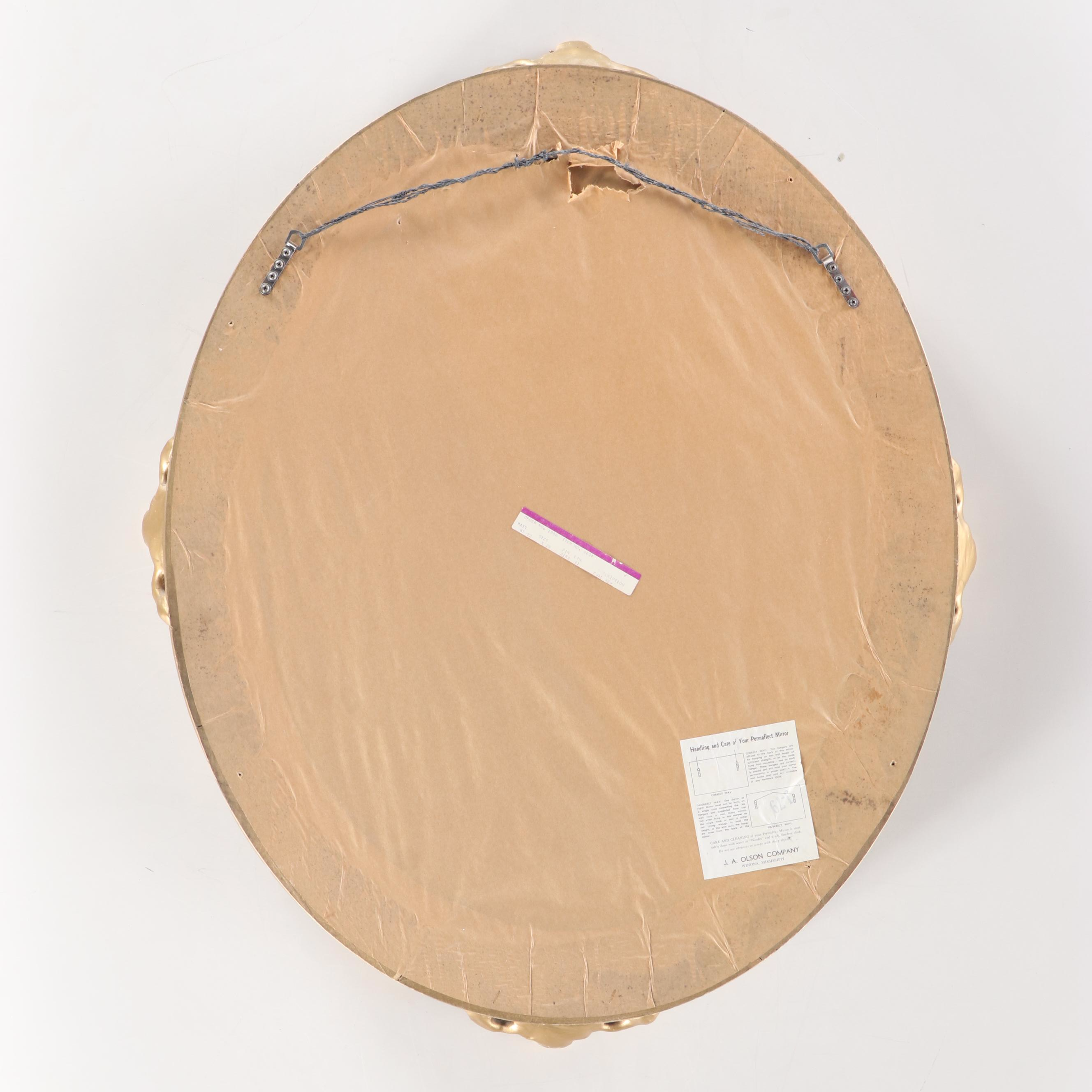 J. A. Olson Company Victorian Style Wood Oval Wall Mirror