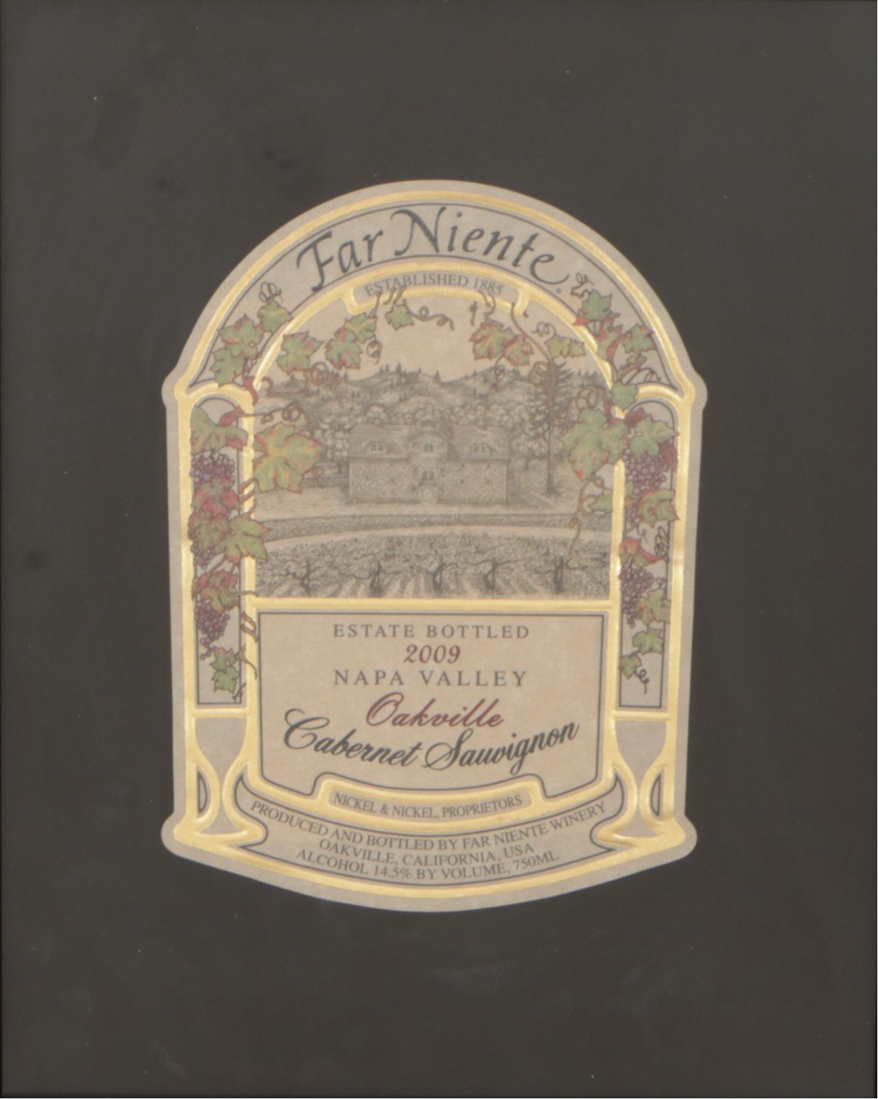 Framed "Far Niente" Cabernet Sauvignon Label & Other Wine Wall Decor