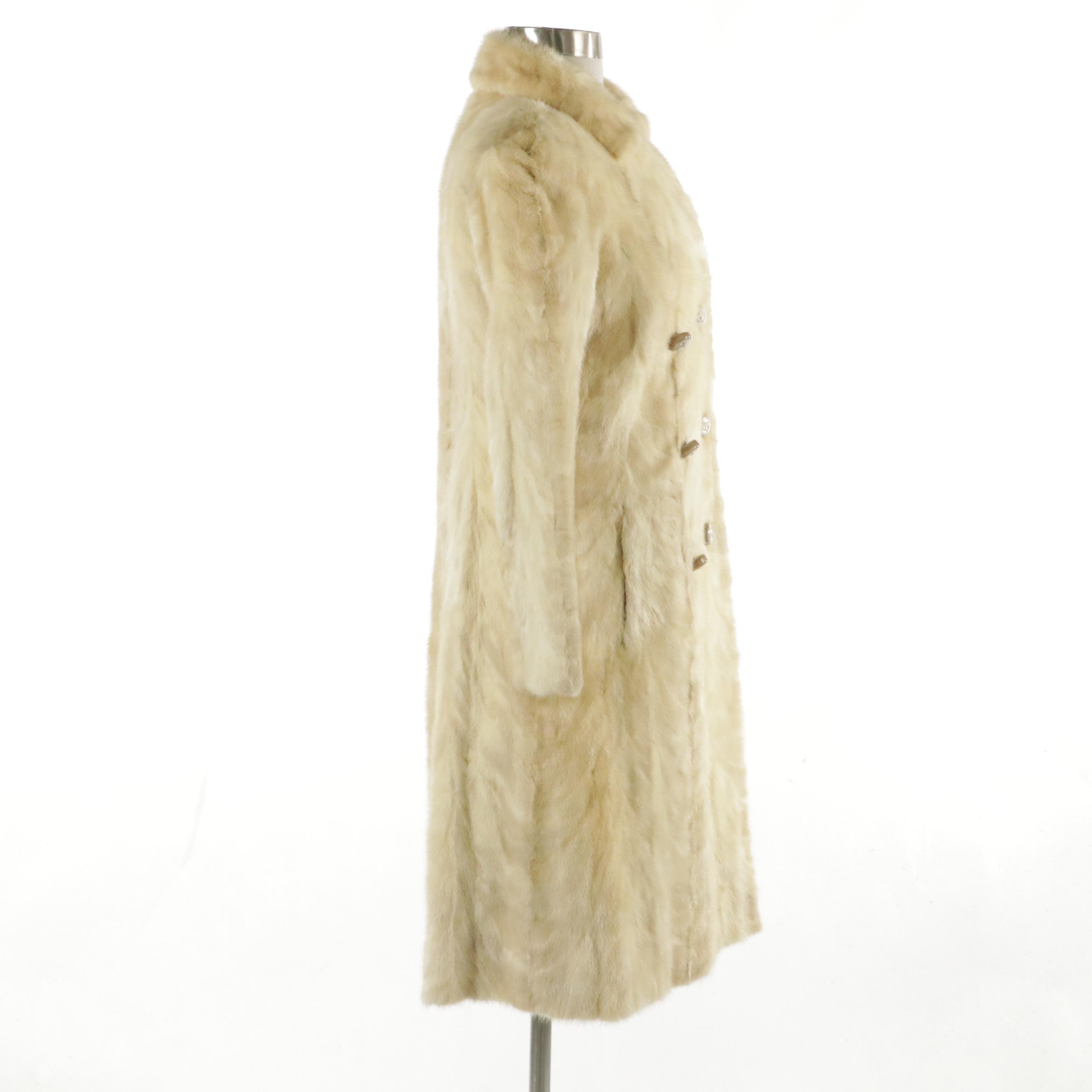 Blonde Mink Paw Fur Double-Breasted Coat, 1960s
