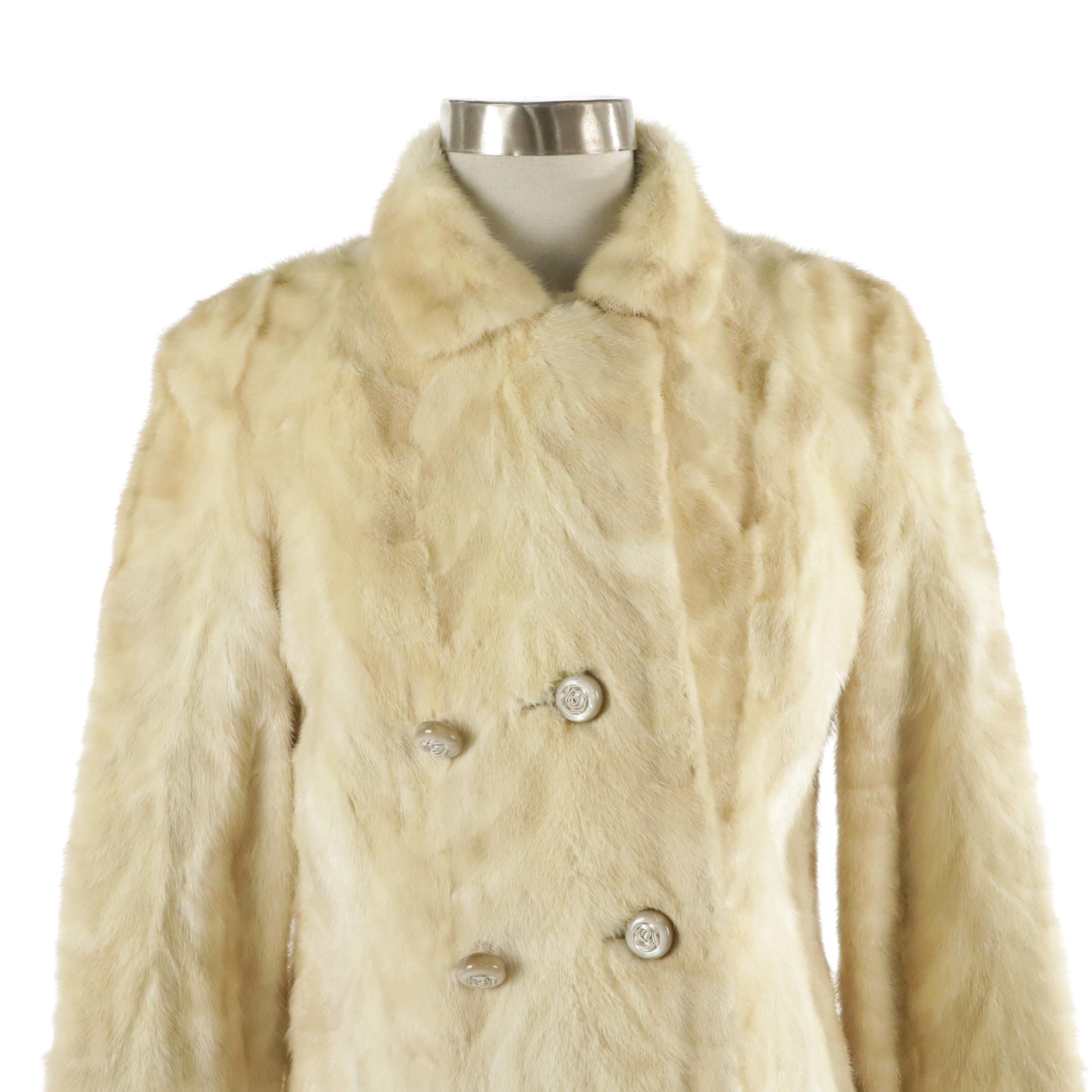 Blonde Mink Paw Fur Double-Breasted Coat, 1960s