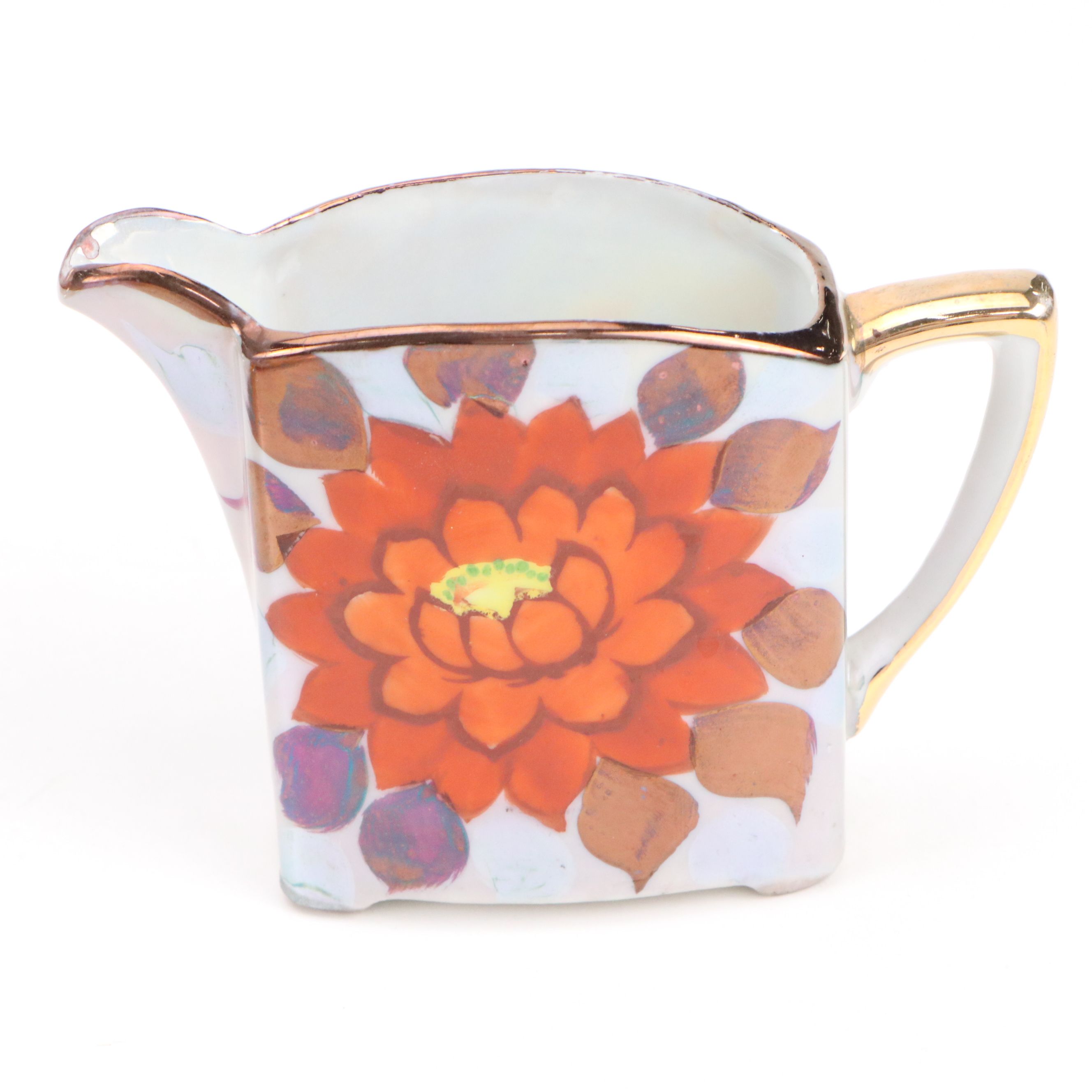 Japanese Takito Creamer and Sugar with Other Lusterware Dishes and Décor