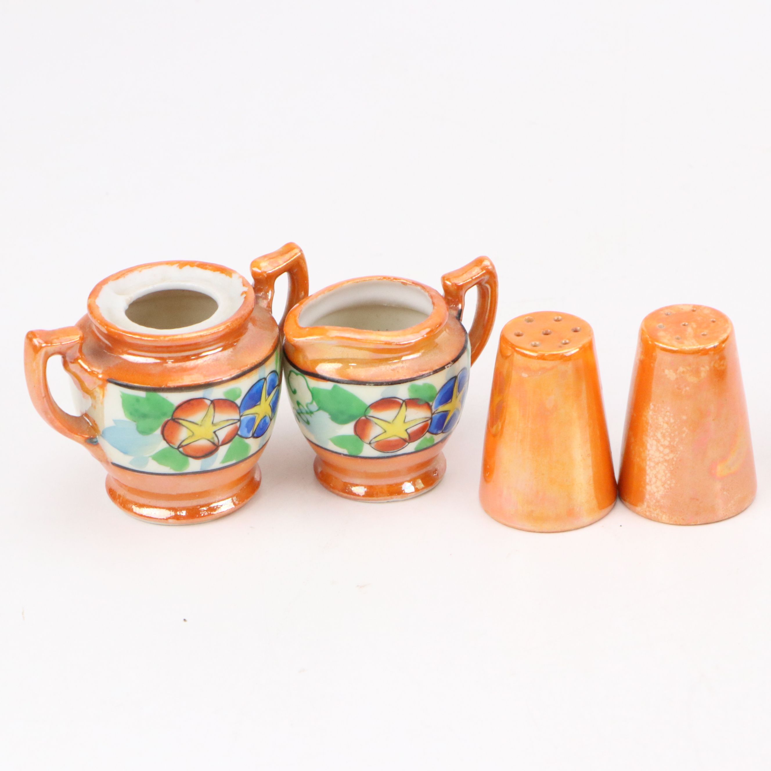 Japanese Takito Creamer and Sugar with Other Lusterware Dishes and Décor