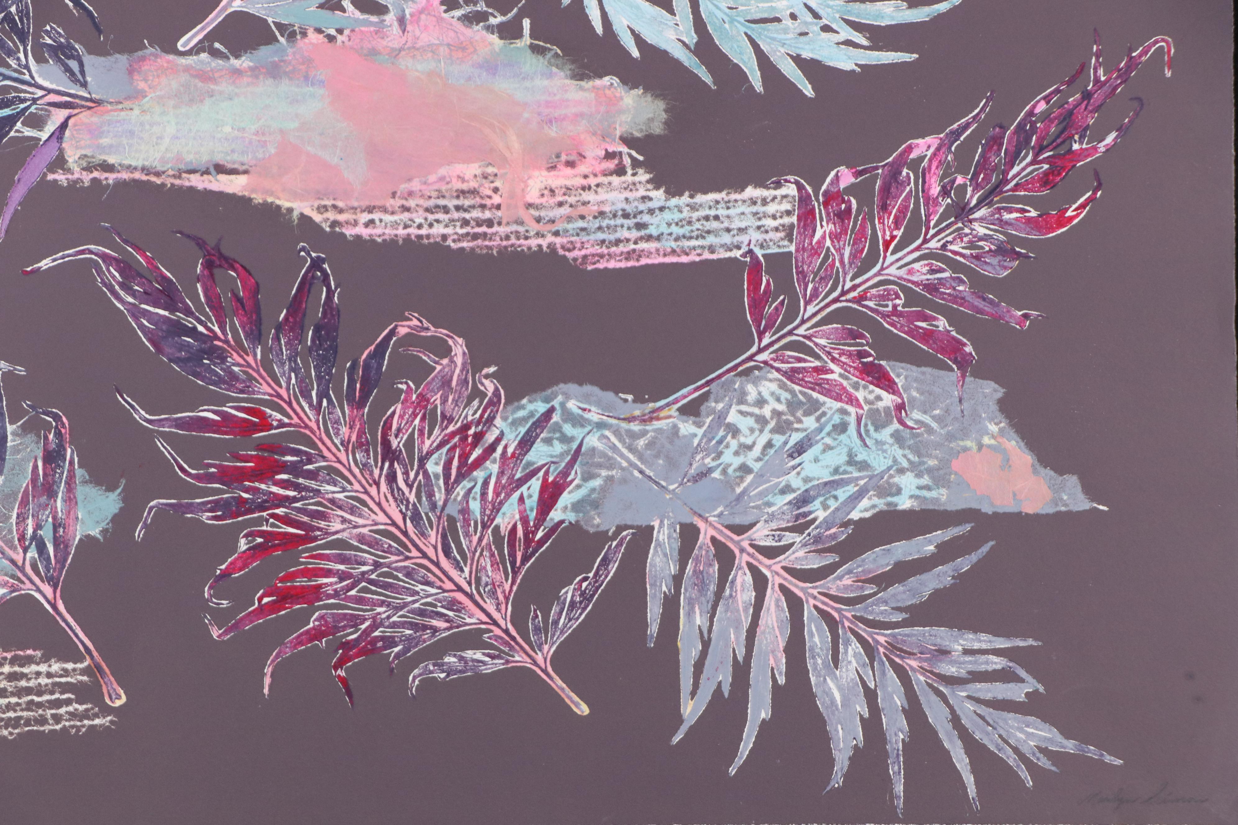 Marilyn Simon Monoprint Botanical Diptych, Late 20th Century