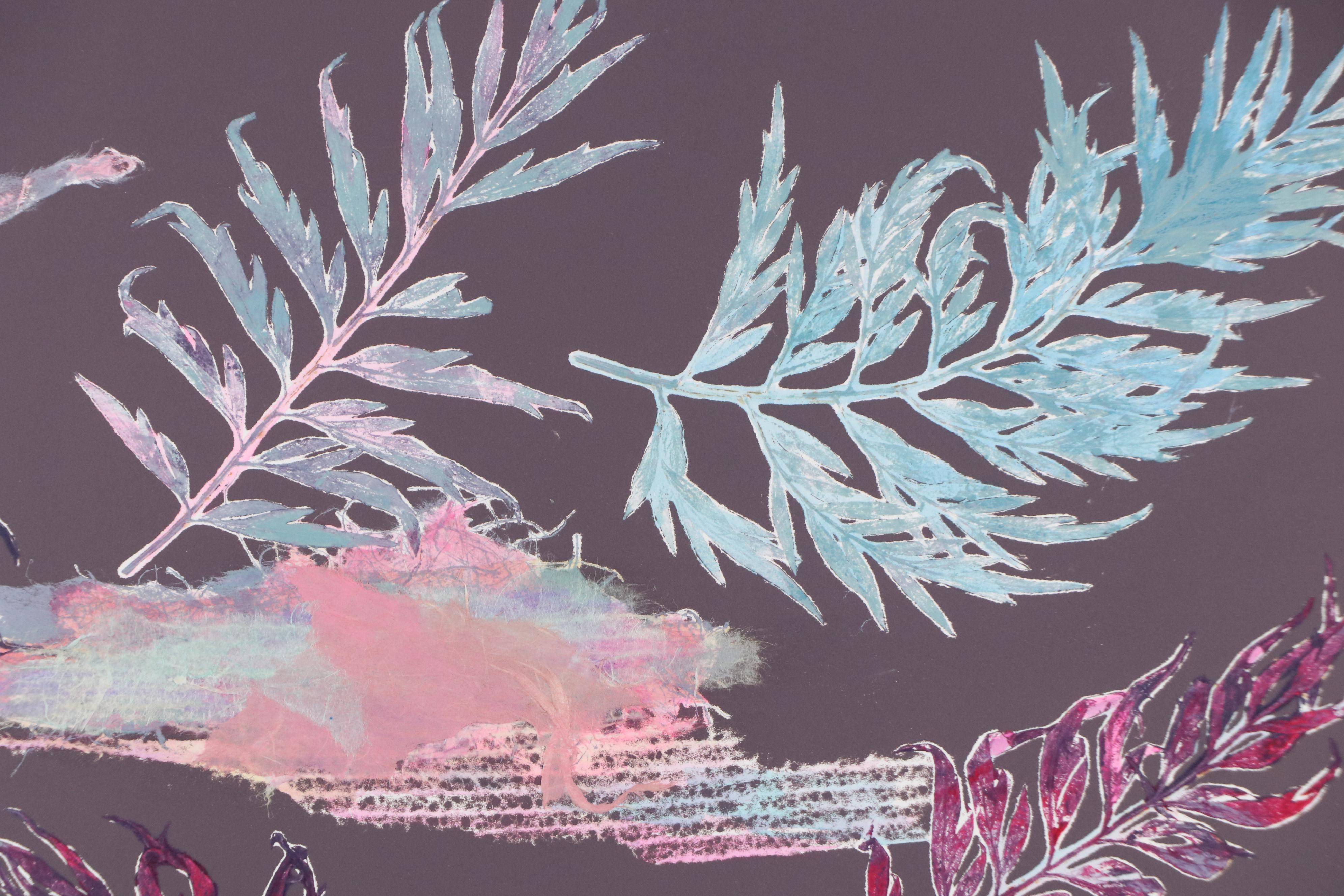 Marilyn Simon Monoprint Botanical Diptych, Late 20th Century