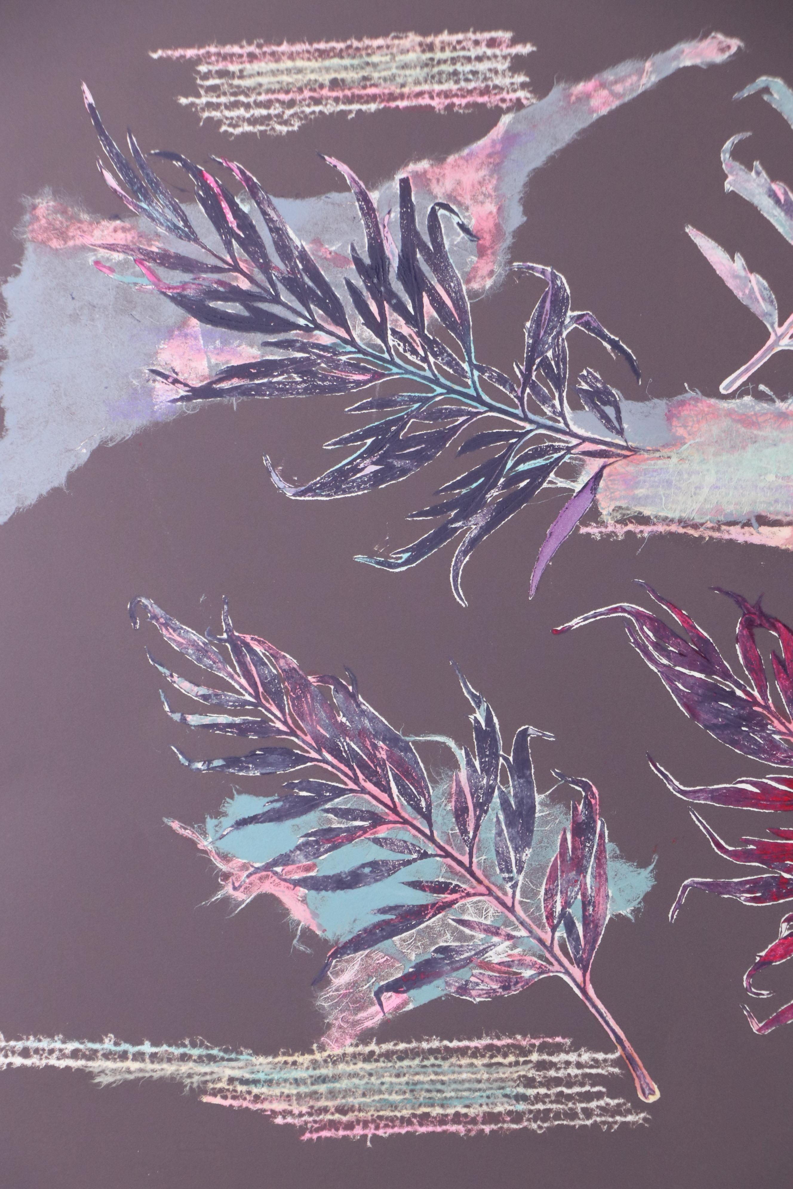 Marilyn Simon Monoprint Botanical Diptych, Late 20th Century