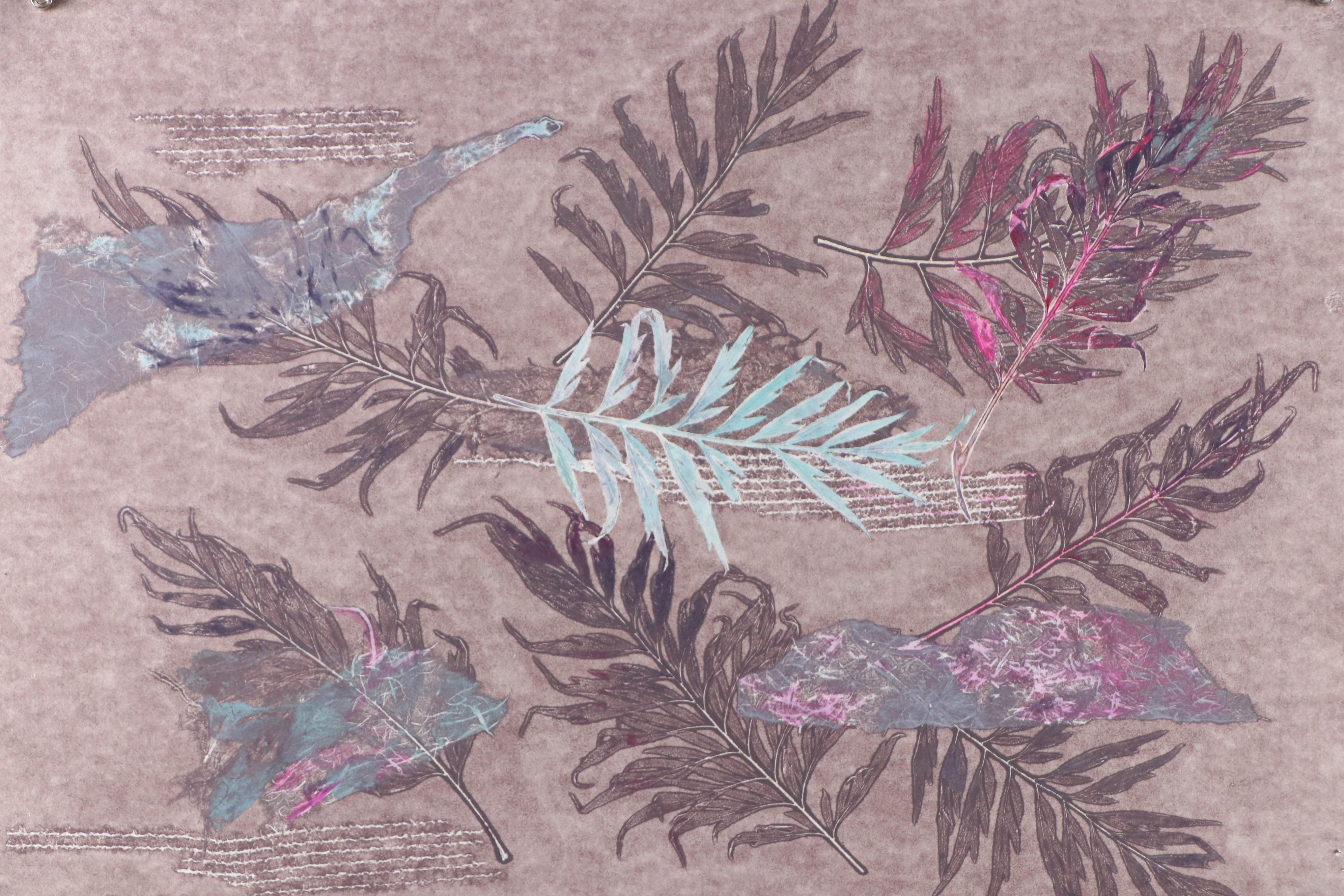 Marilyn Simon Monoprint Botanical Diptych, Late 20th Century