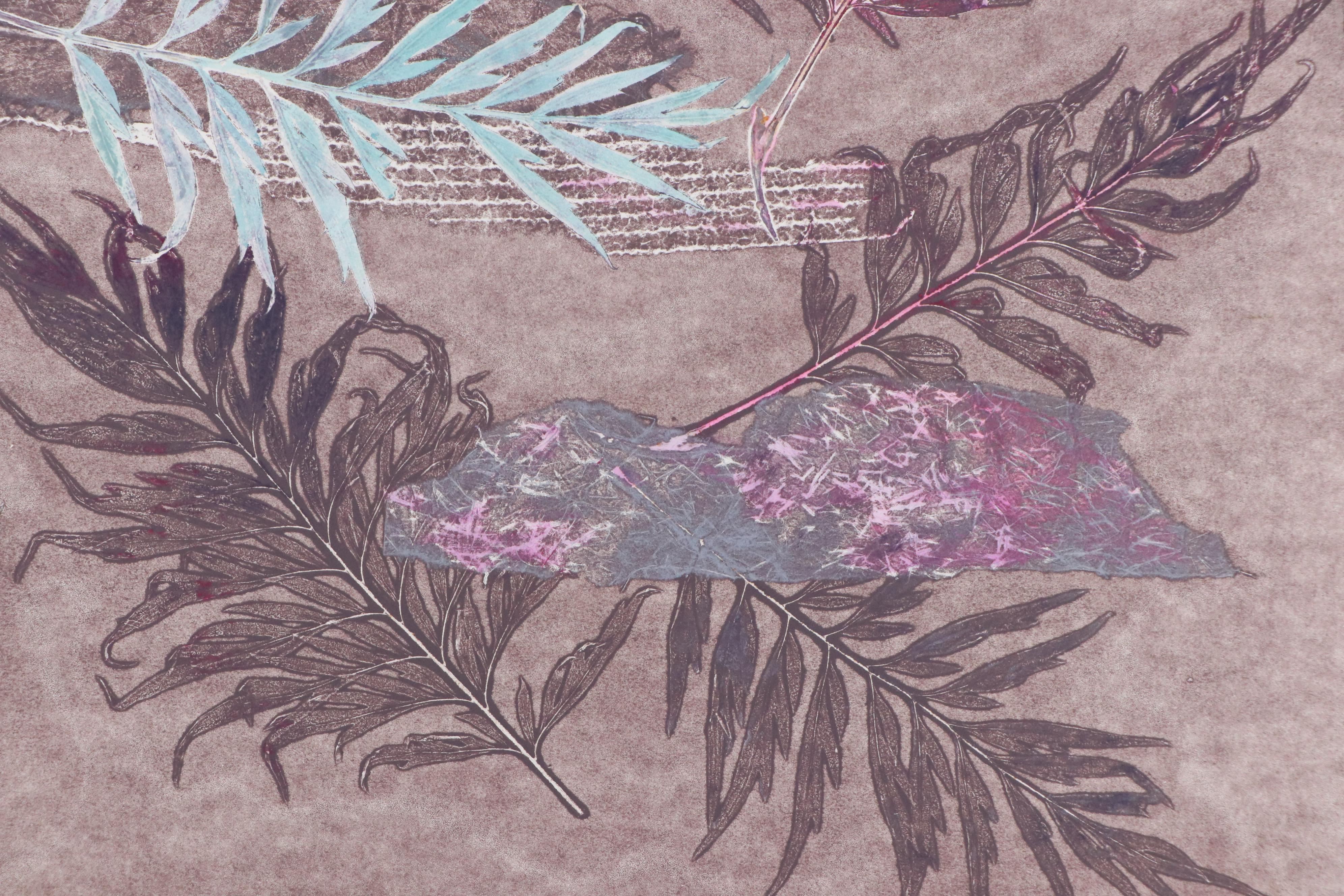 Marilyn Simon Monoprint Botanical Diptych, Late 20th Century