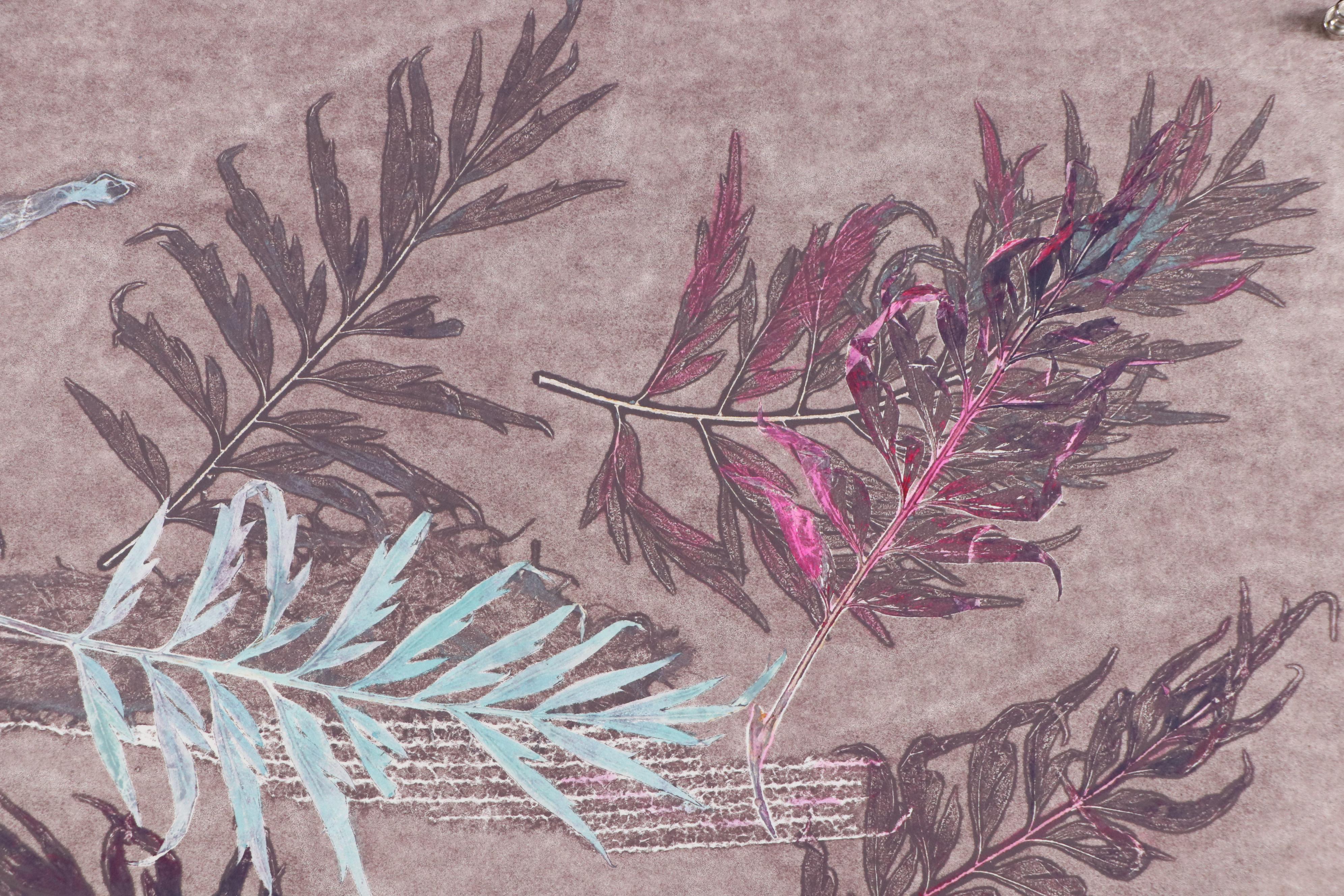 Marilyn Simon Monoprint Botanical Diptych, Late 20th Century