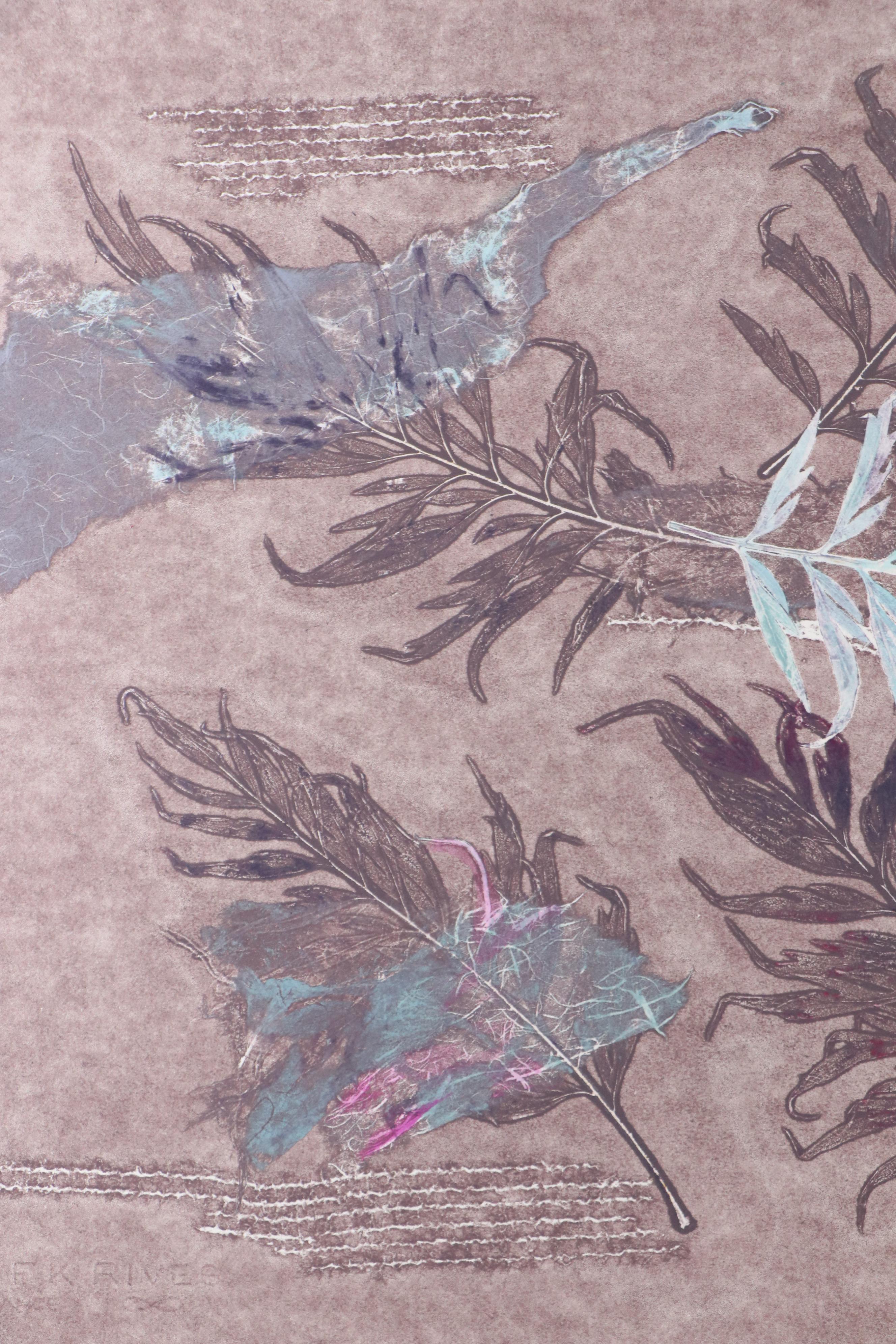 Marilyn Simon Monoprint Botanical Diptych, Late 20th Century