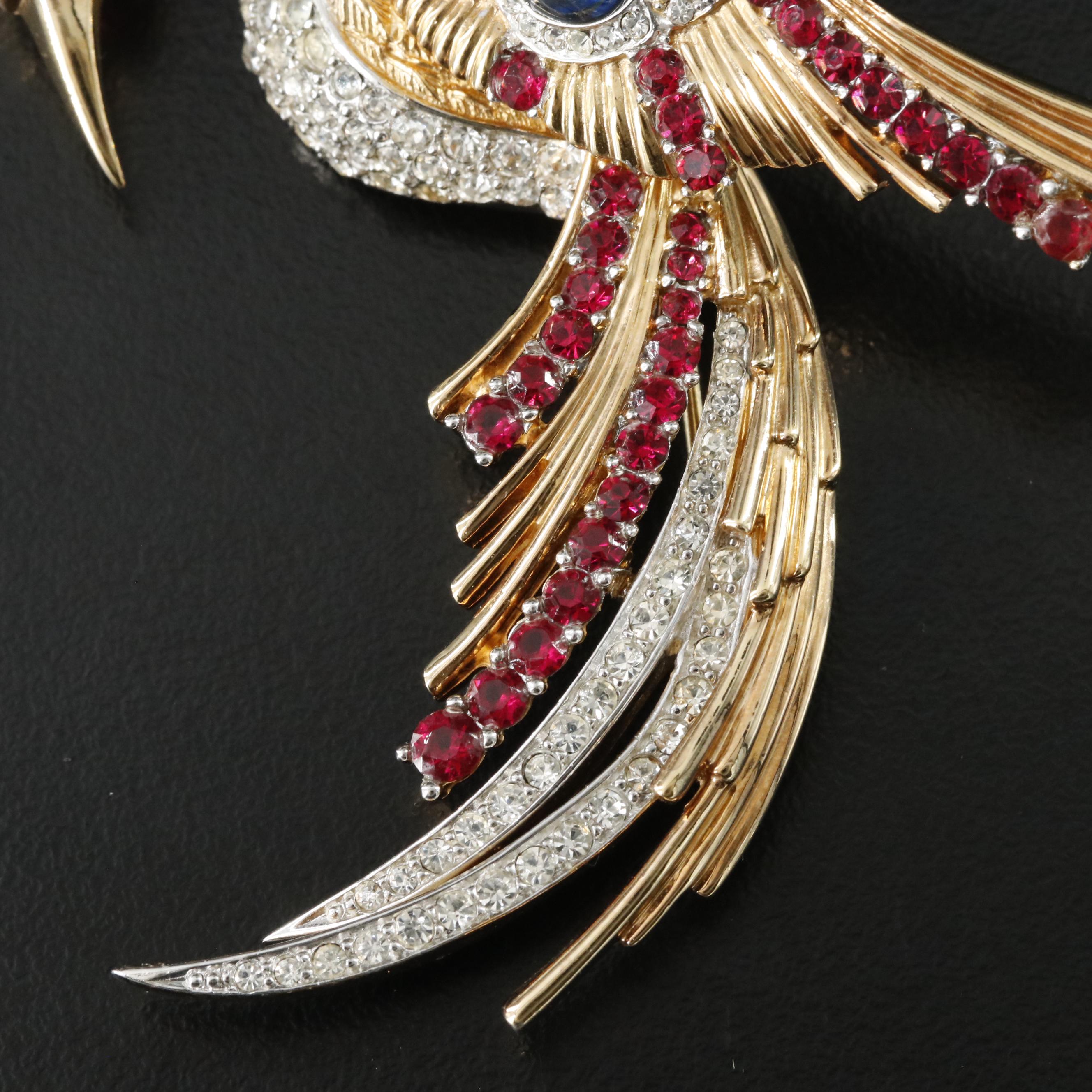 Boucher Jewel Tone Rhinestone Phoenix Brooch