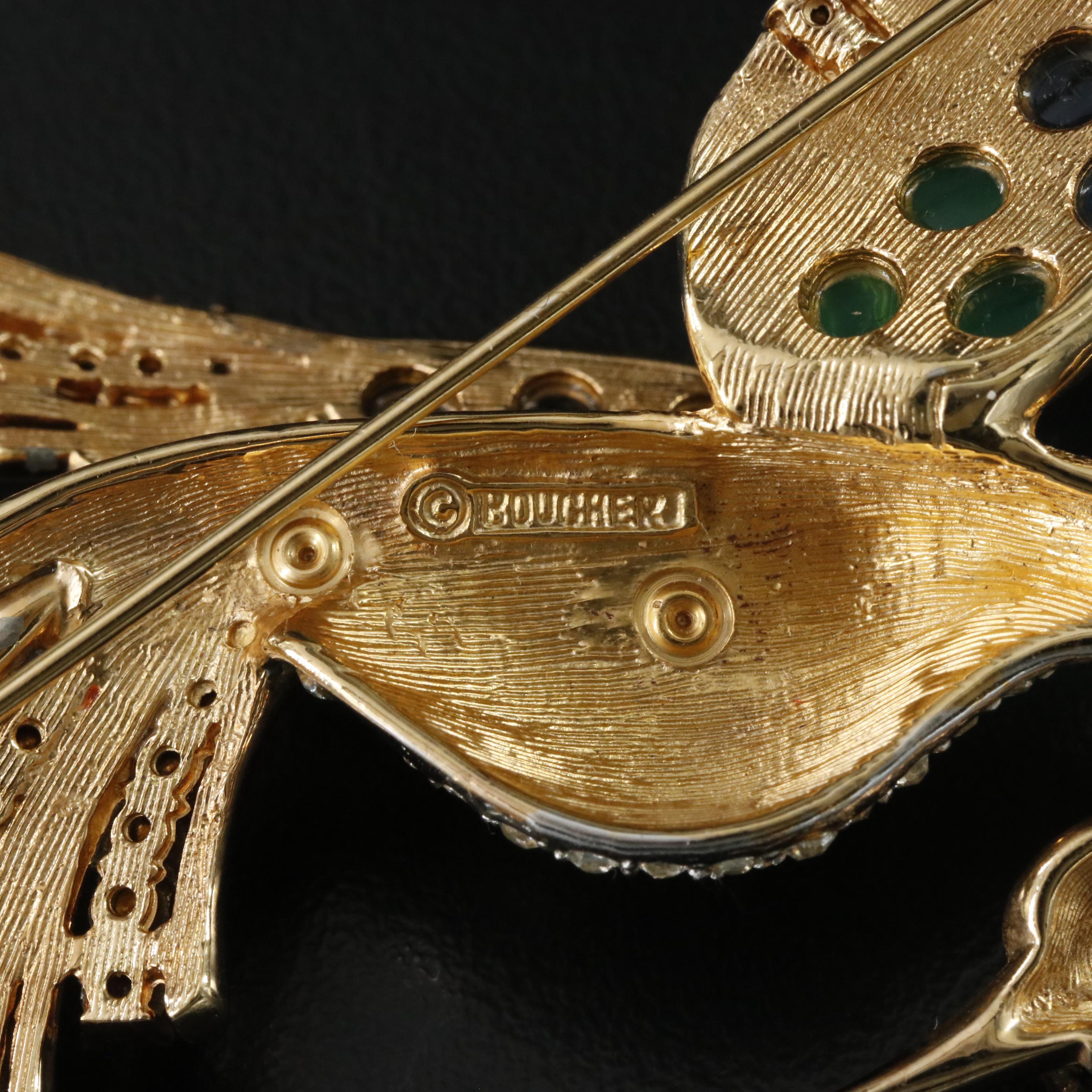 Boucher Jewel Tone Rhinestone Phoenix Brooch