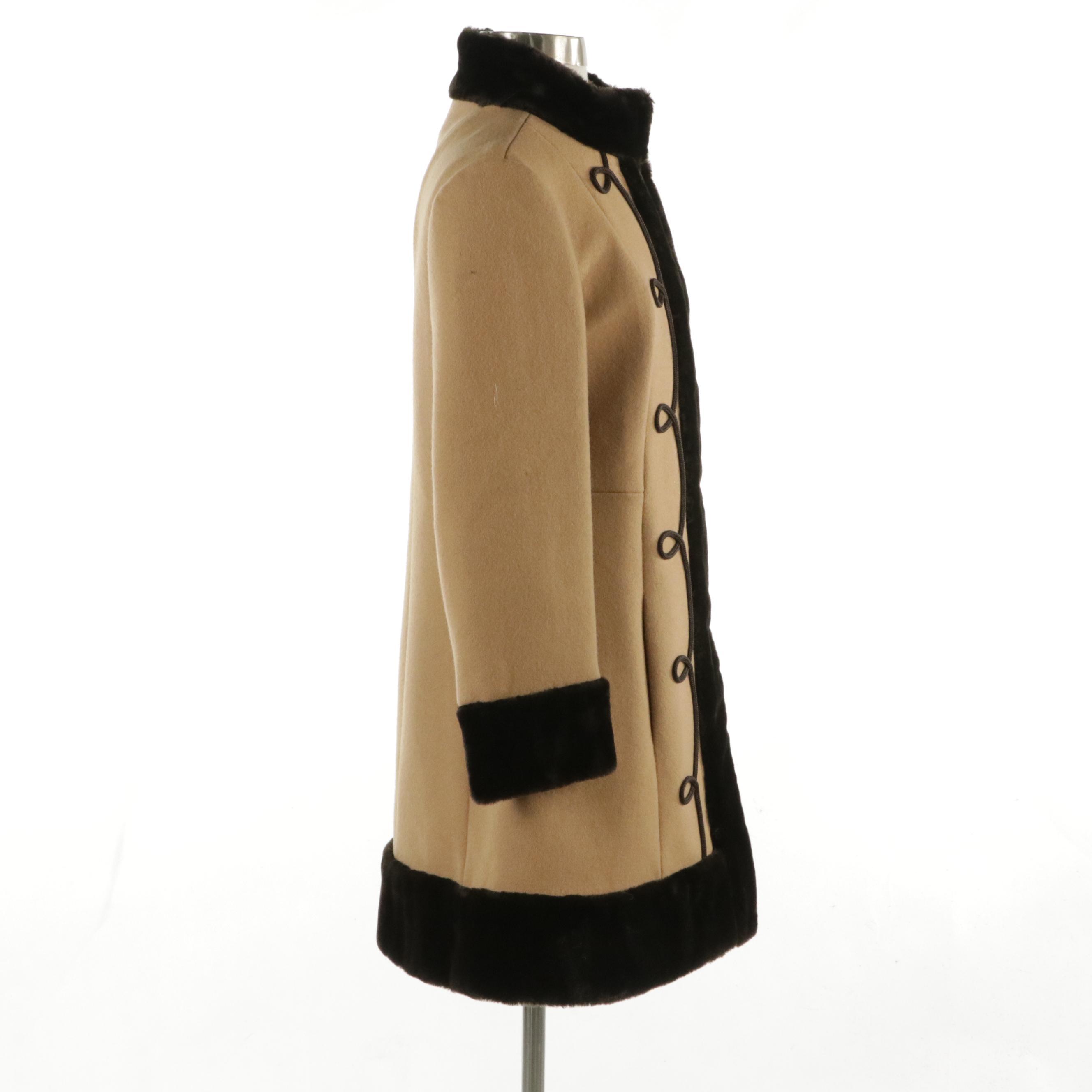 Country Pacer Vintage Wool Coat with Faux Fur Trim and Embroidered Detailing