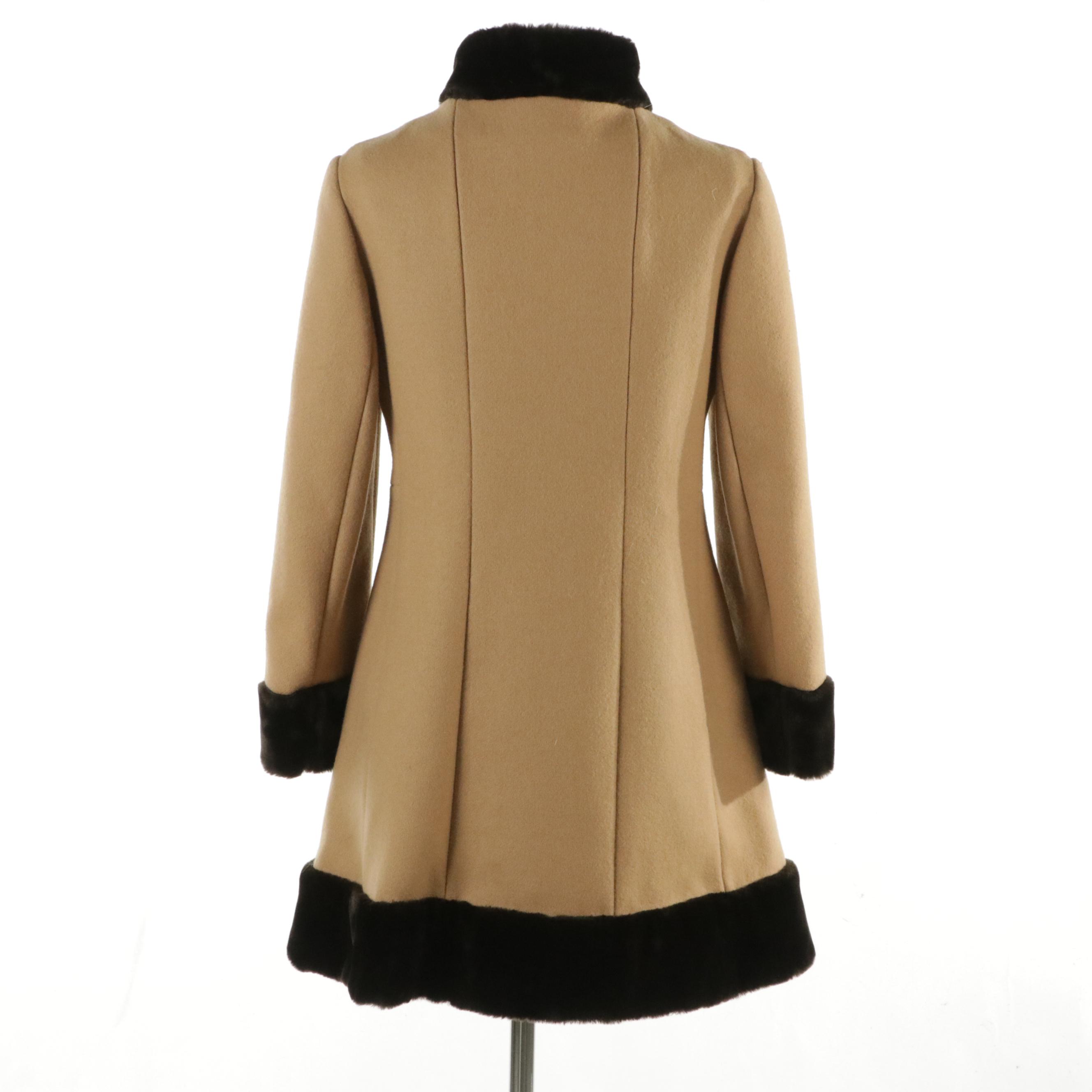 Country Pacer Vintage Wool Coat with Faux Fur Trim and Embroidered Detailing