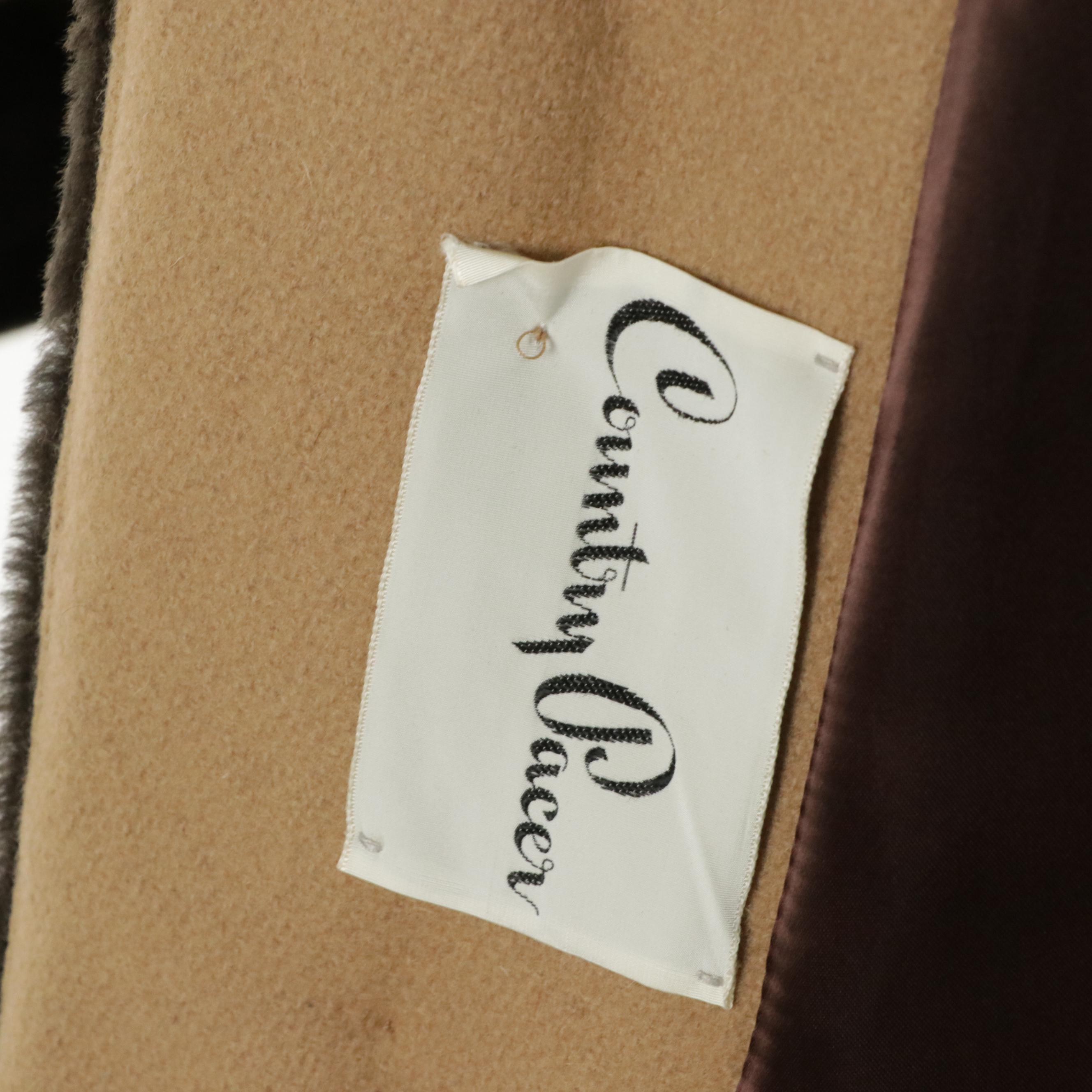 Country Pacer Vintage Wool Coat with Faux Fur Trim and Embroidered Detailing