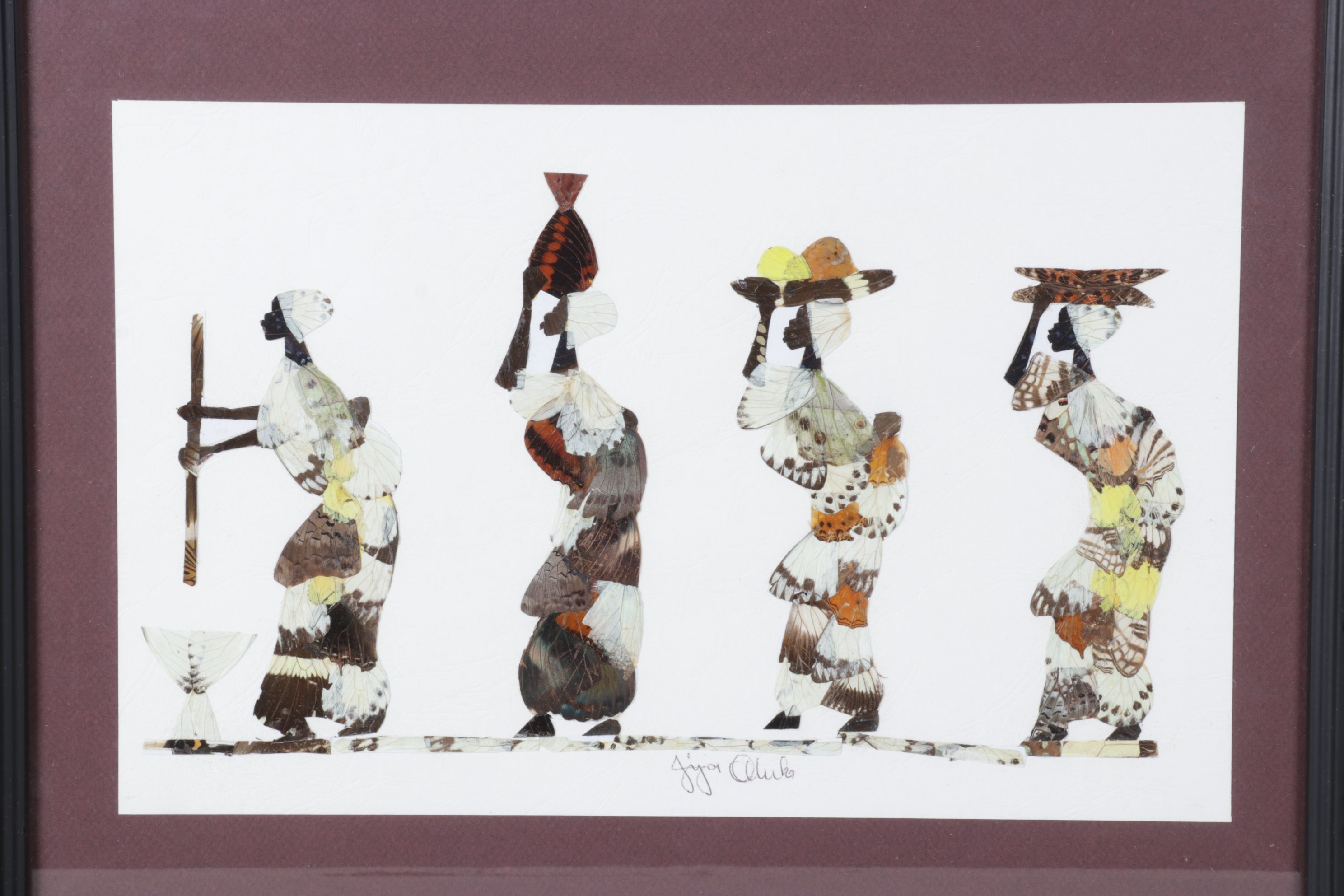 Central African Artisan Handmade Butterfly Wing Figural Silhouettes