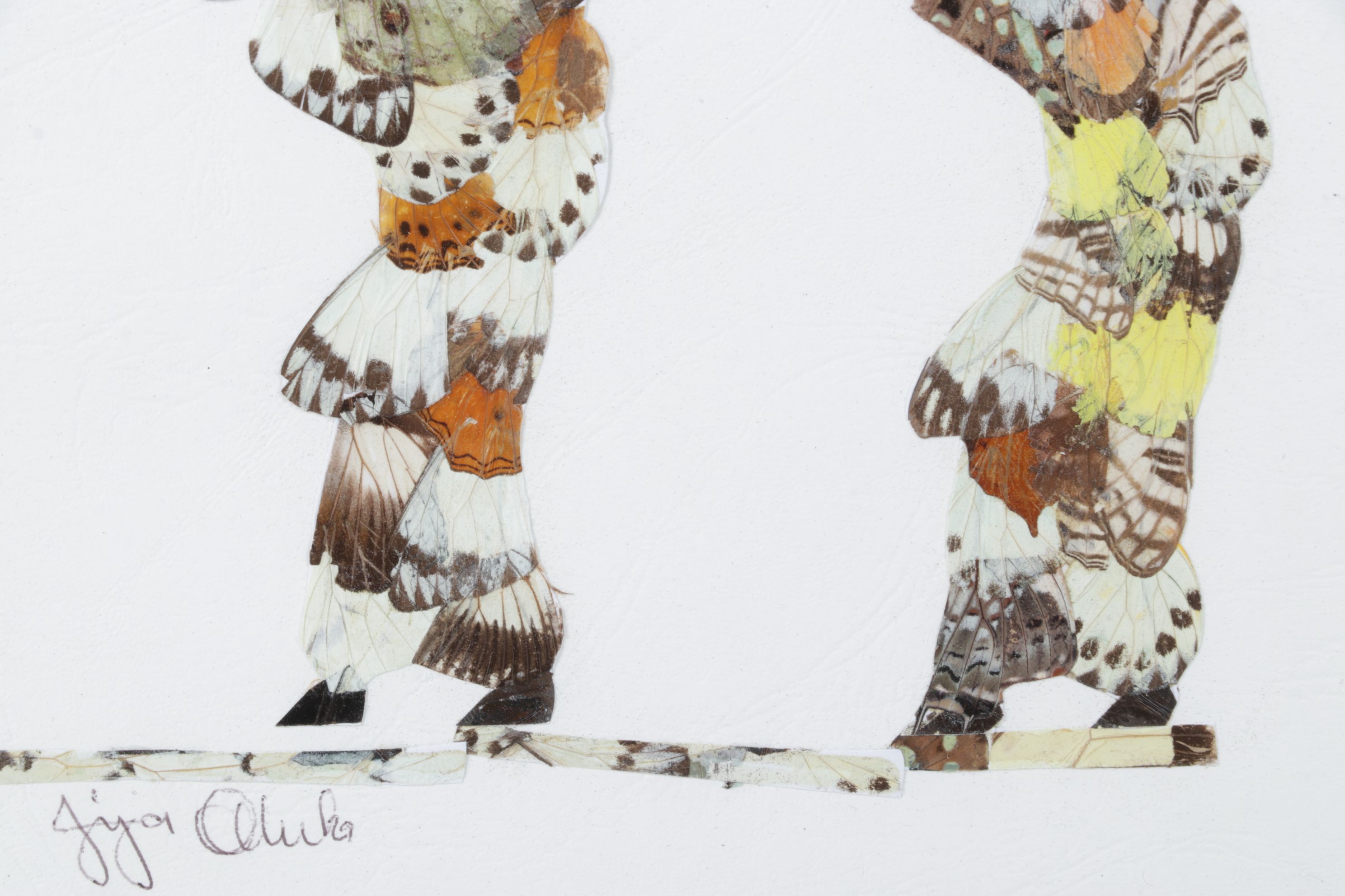 Central African Artisan Handmade Butterfly Wing Figural Silhouettes