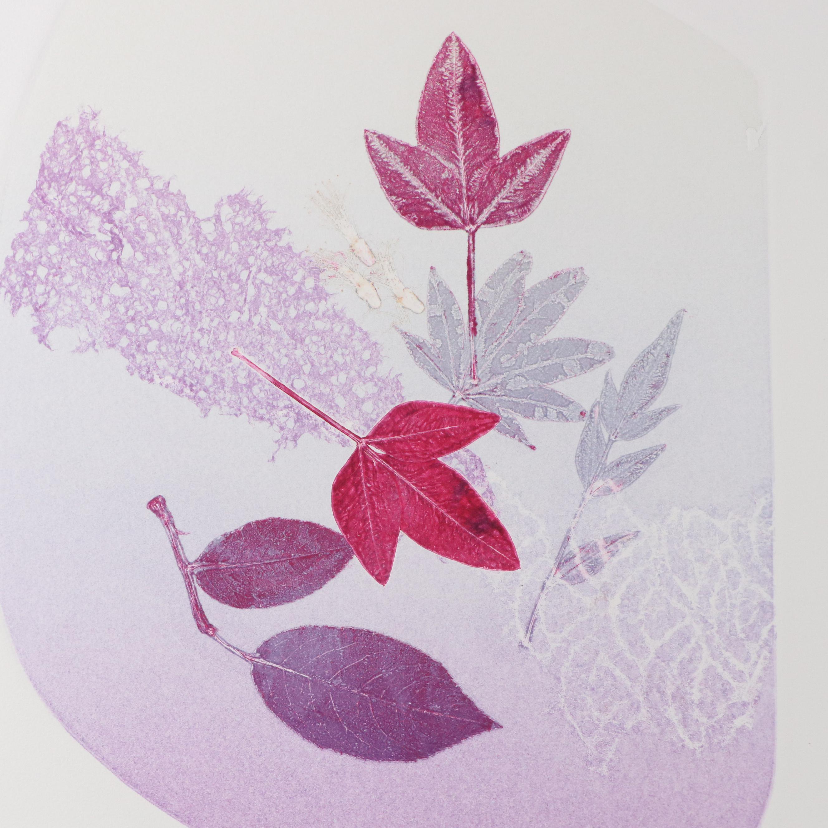 Marilyn Simon Monoprint "Multiple Leaf," Late 20th Century