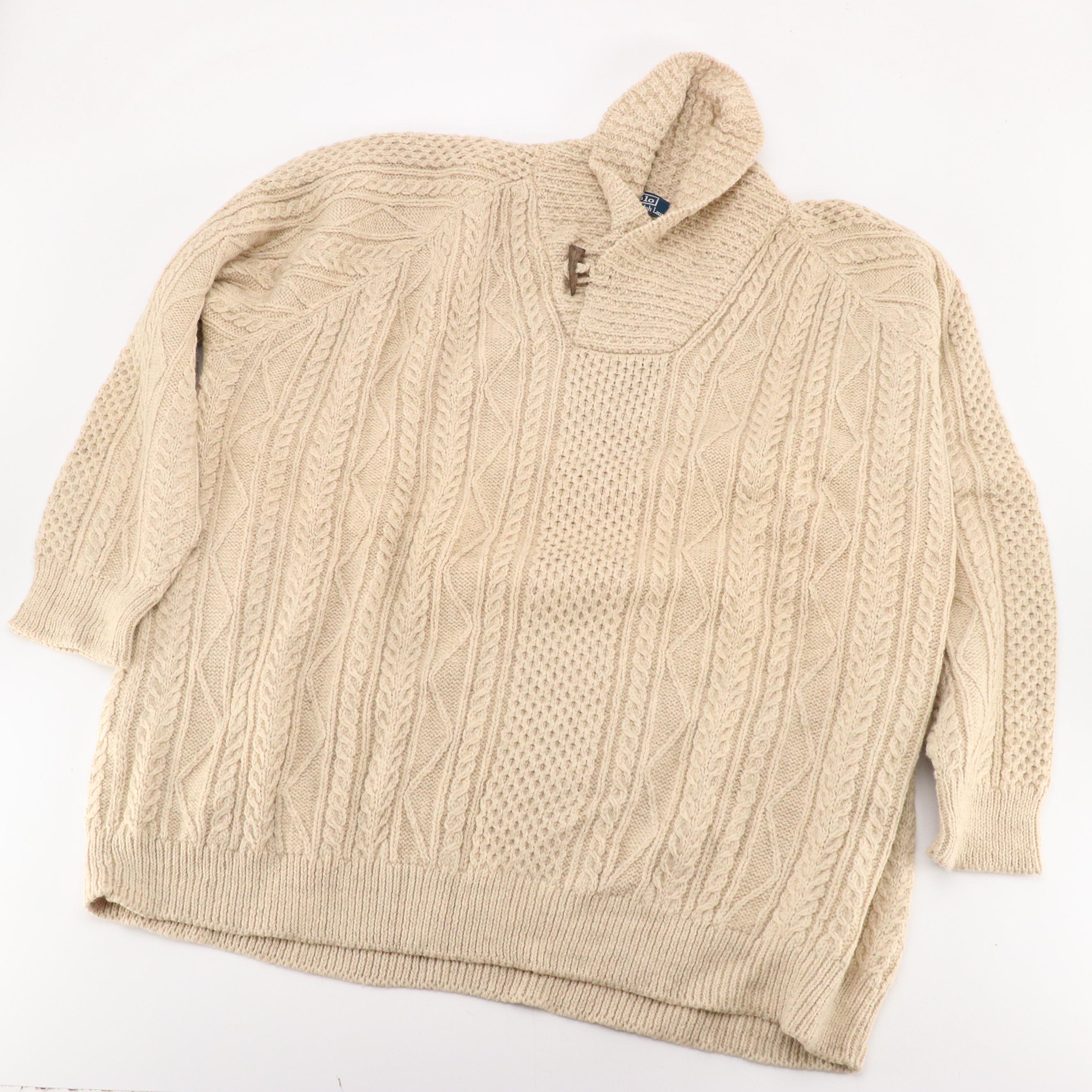 Polo Ralph Lauren Red Cashmere and Cable Knit Wool Sweaters with Boxes