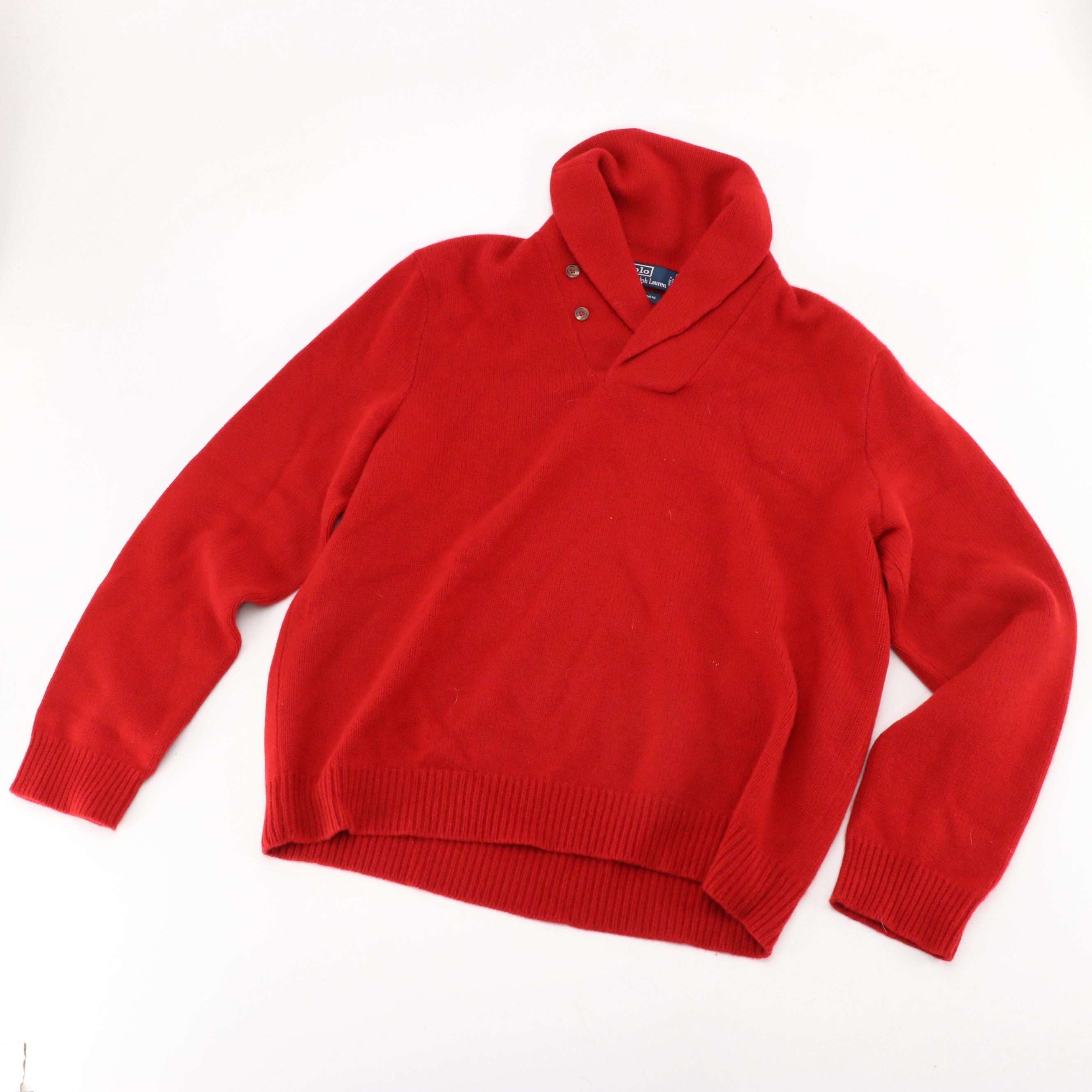 Polo Ralph Lauren Red Cashmere and Cable Knit Wool Sweaters with Boxes