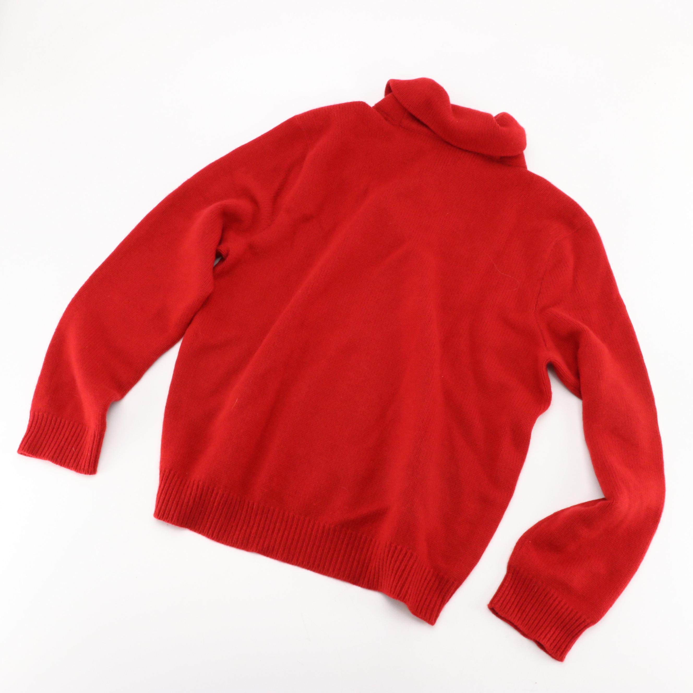 Polo Ralph Lauren Red Cashmere and Cable Knit Wool Sweaters with Boxes