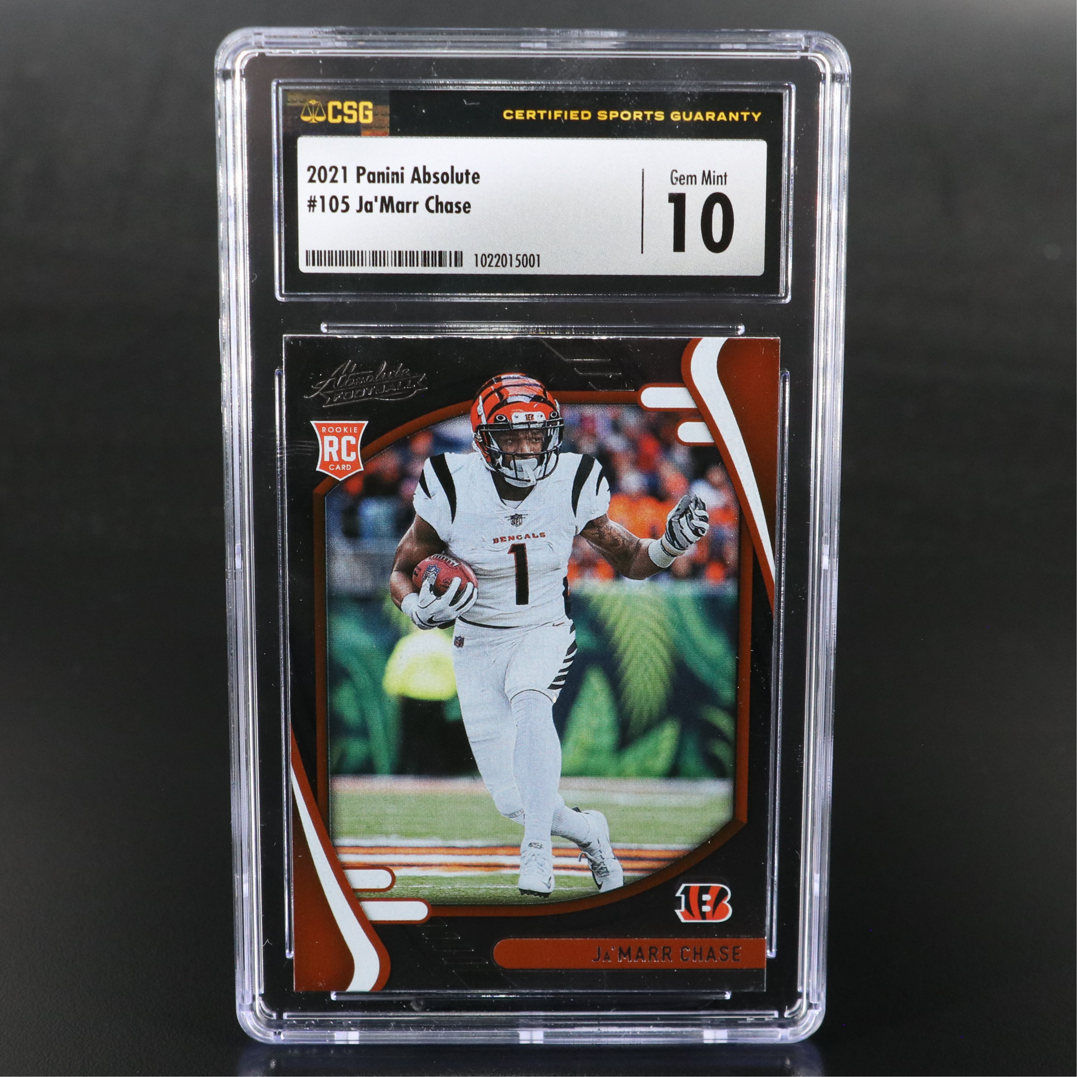 2021 Absolute Ja’Marr Chase Cincinnati Bengals Rookie Card Graded CSG 10