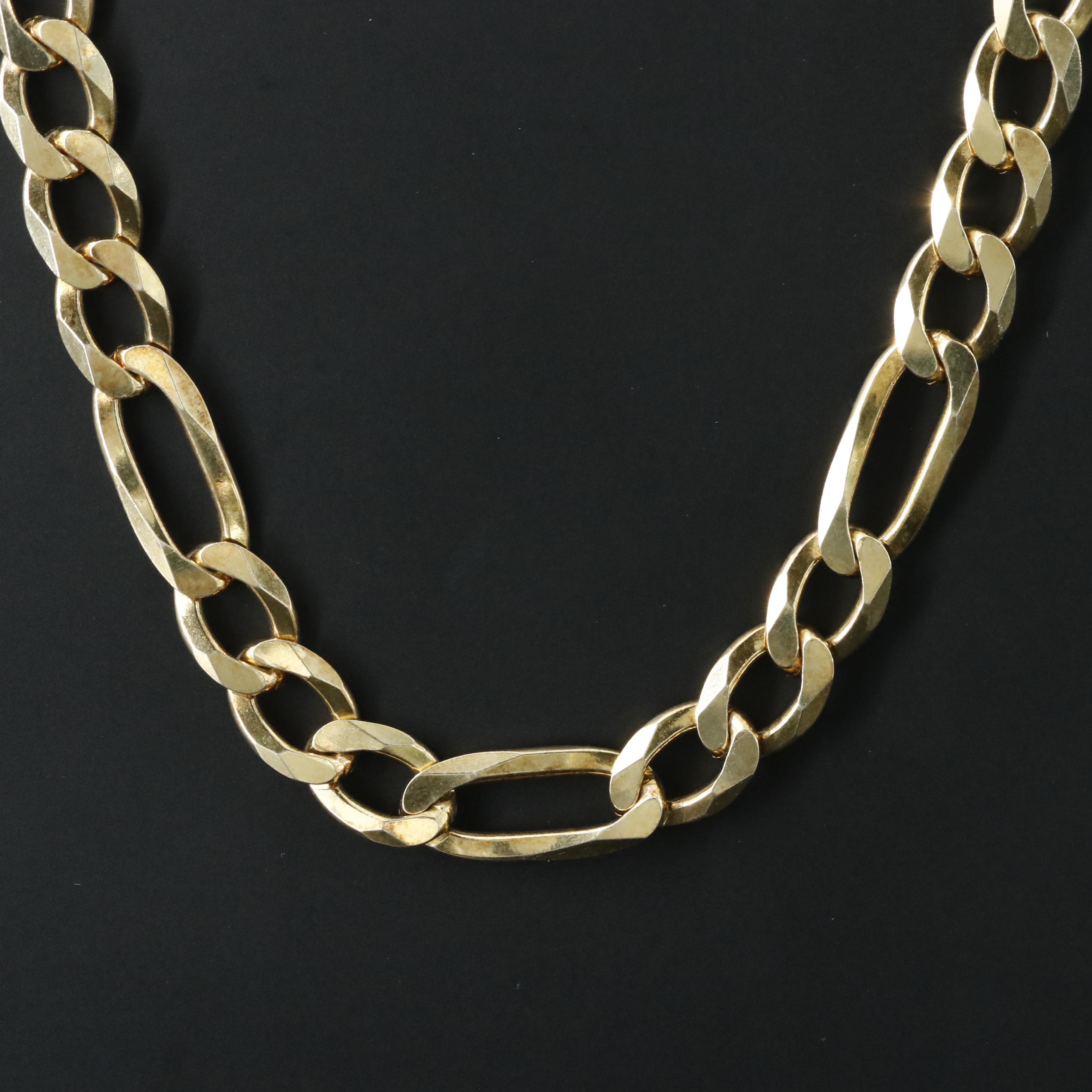 Italian Sterling Figaro Chain Necklace