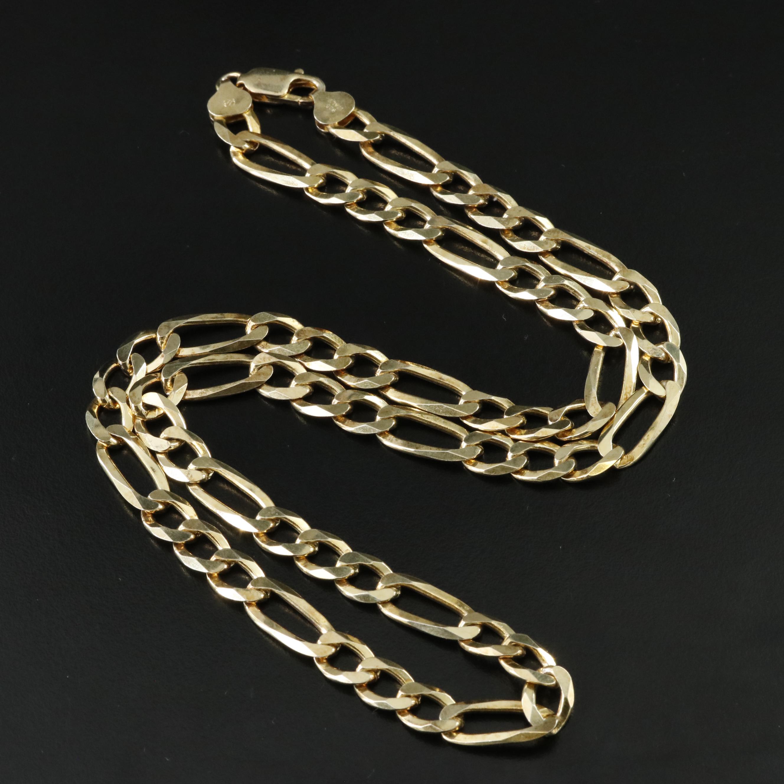 Italian Sterling Figaro Chain Necklace