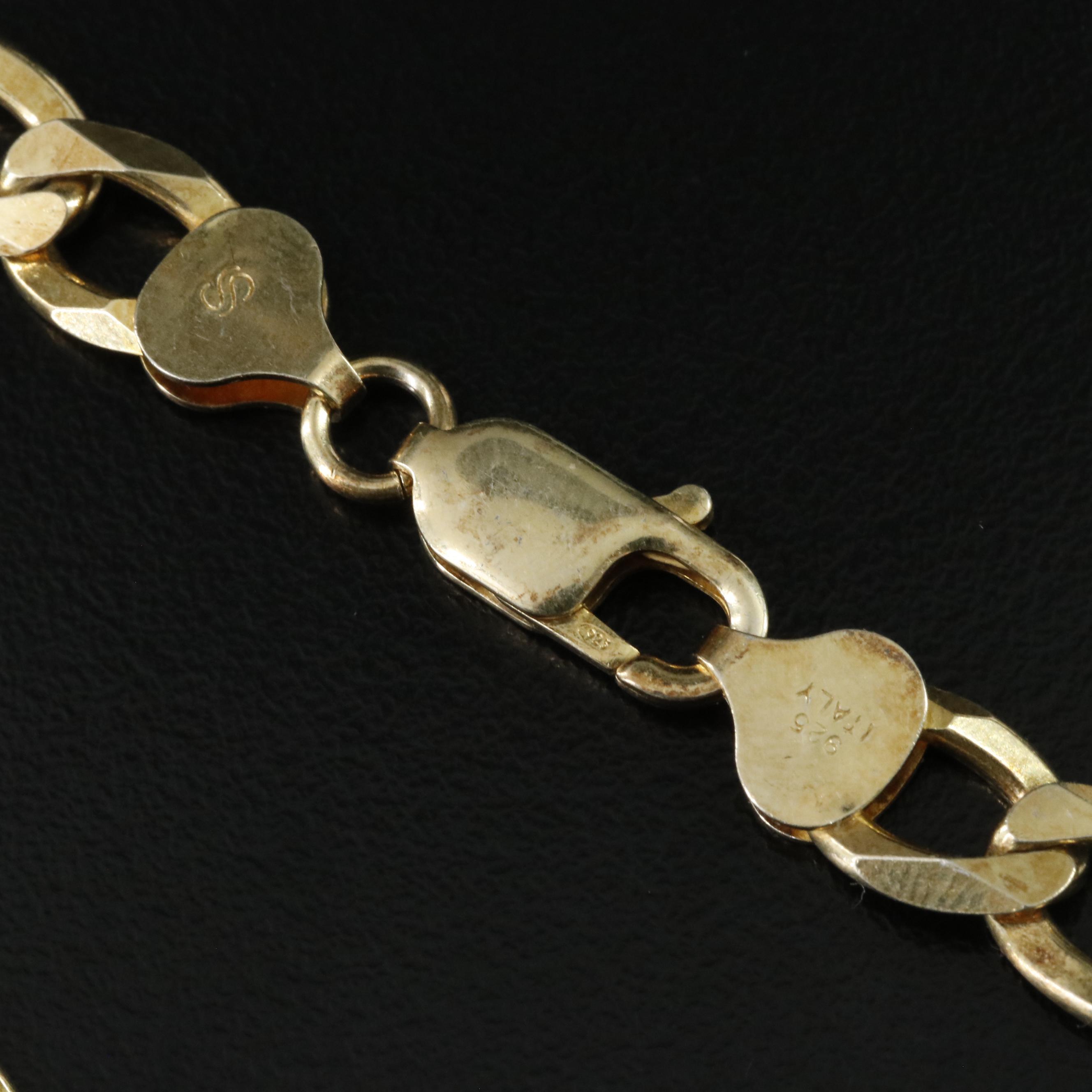 Italian Sterling Figaro Chain Necklace