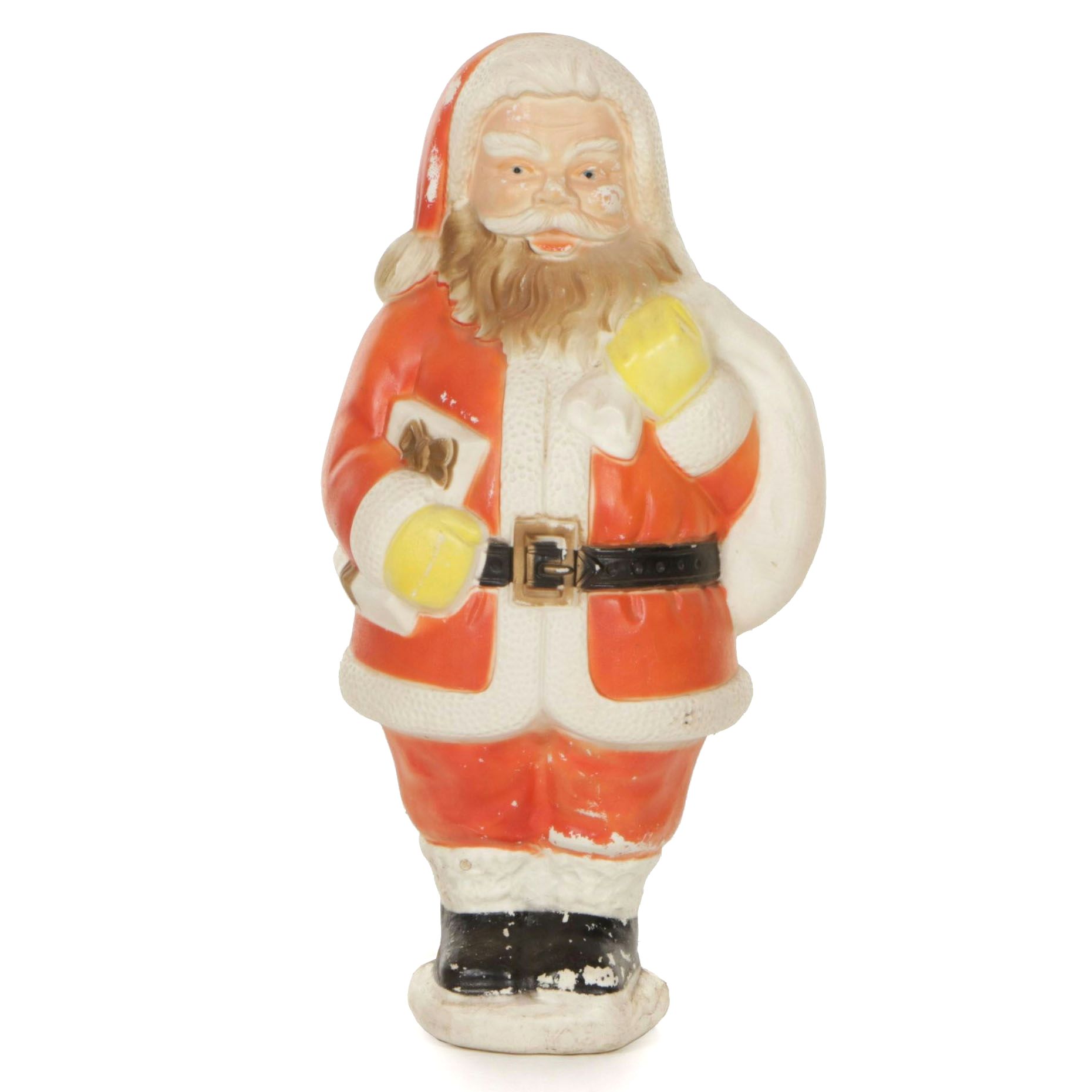 Poloron Lighted Blow Mold Santa Holding Gifts